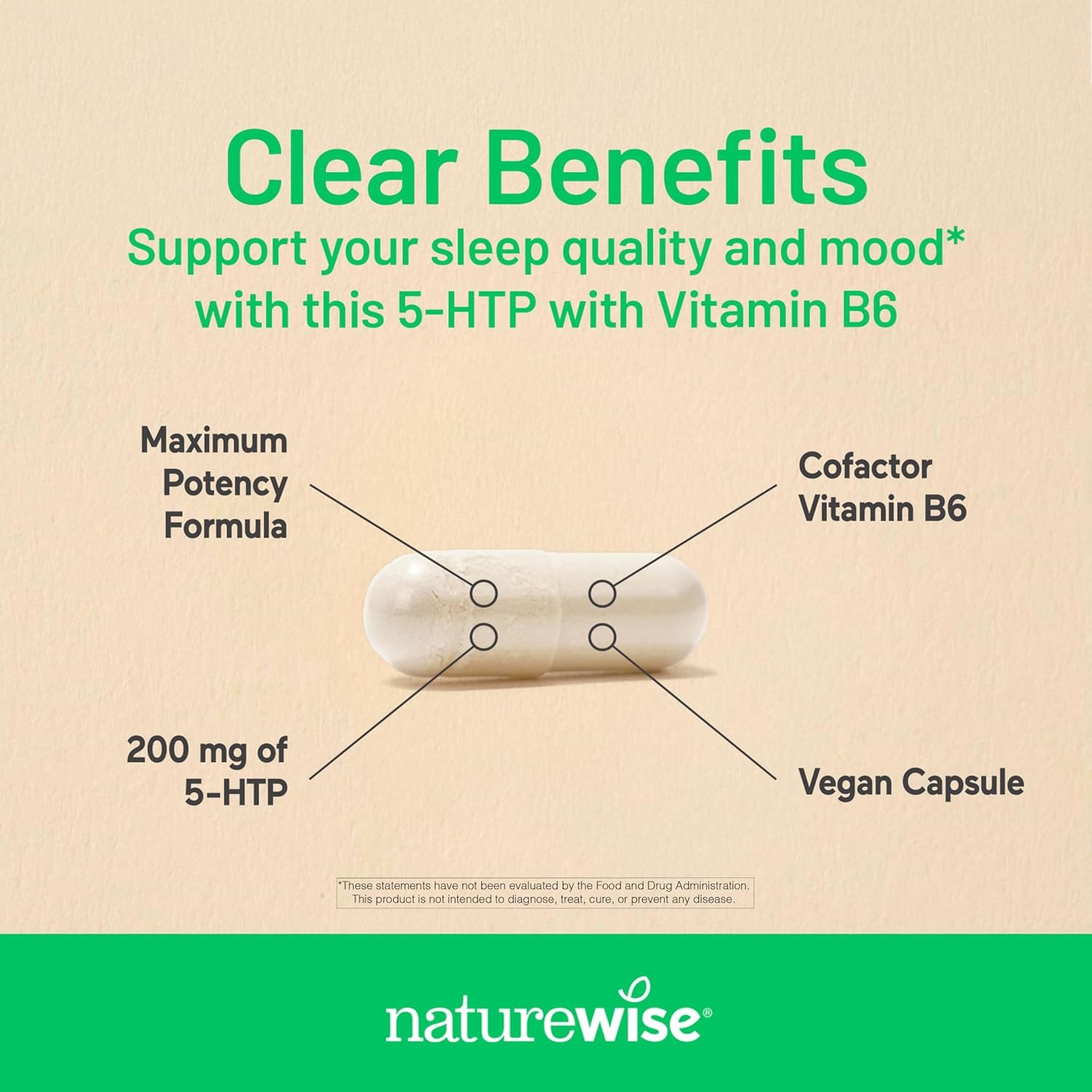image:imageNatureWise 5HTP 200mg Supplement from Griffonia Seeds with Cofactor Vitamin B6 Mood Support and Natural Sleep Aid for Adults DelayedRelease Vegan 30 Count1Month Supply200MG