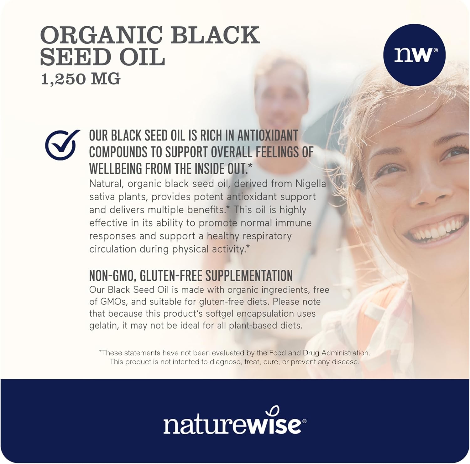 image:imageNatureWise Black Seed Oil Softgels 1250 mg with 100 Organic Cold Pressed Nigella Sativa Omega 3 6 9 Antioxidant Immune Support Hair amp Skin NonGMO GlutenFree 60 Softgels1Month Supply