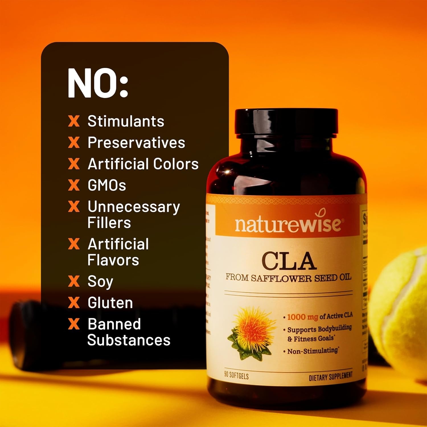 image:imageNatureWise CLA 1250 Conjugated Linoleic Acid Supplement for Women and Men Not Stimulating Supports Healthy Weight Fitness Goals NonGMO Gluten Free 90 Softgels1Month SupplyCLA 1250