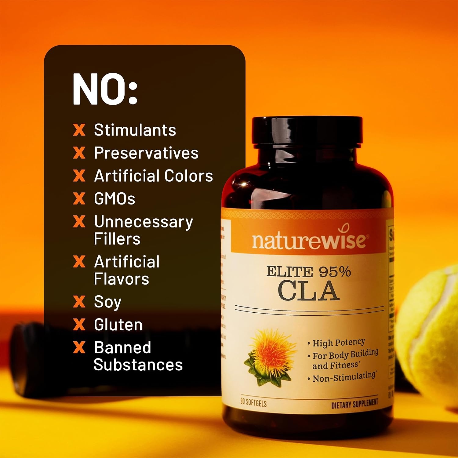 image:imageNatureWise CLA 1250 Conjugated Linoleic Acid Supplement for Women and Men Not Stimulating Supports Healthy Weight Fitness Goals NonGMO Gluten Free 90 Softgels1Month SupplyECLA 1300