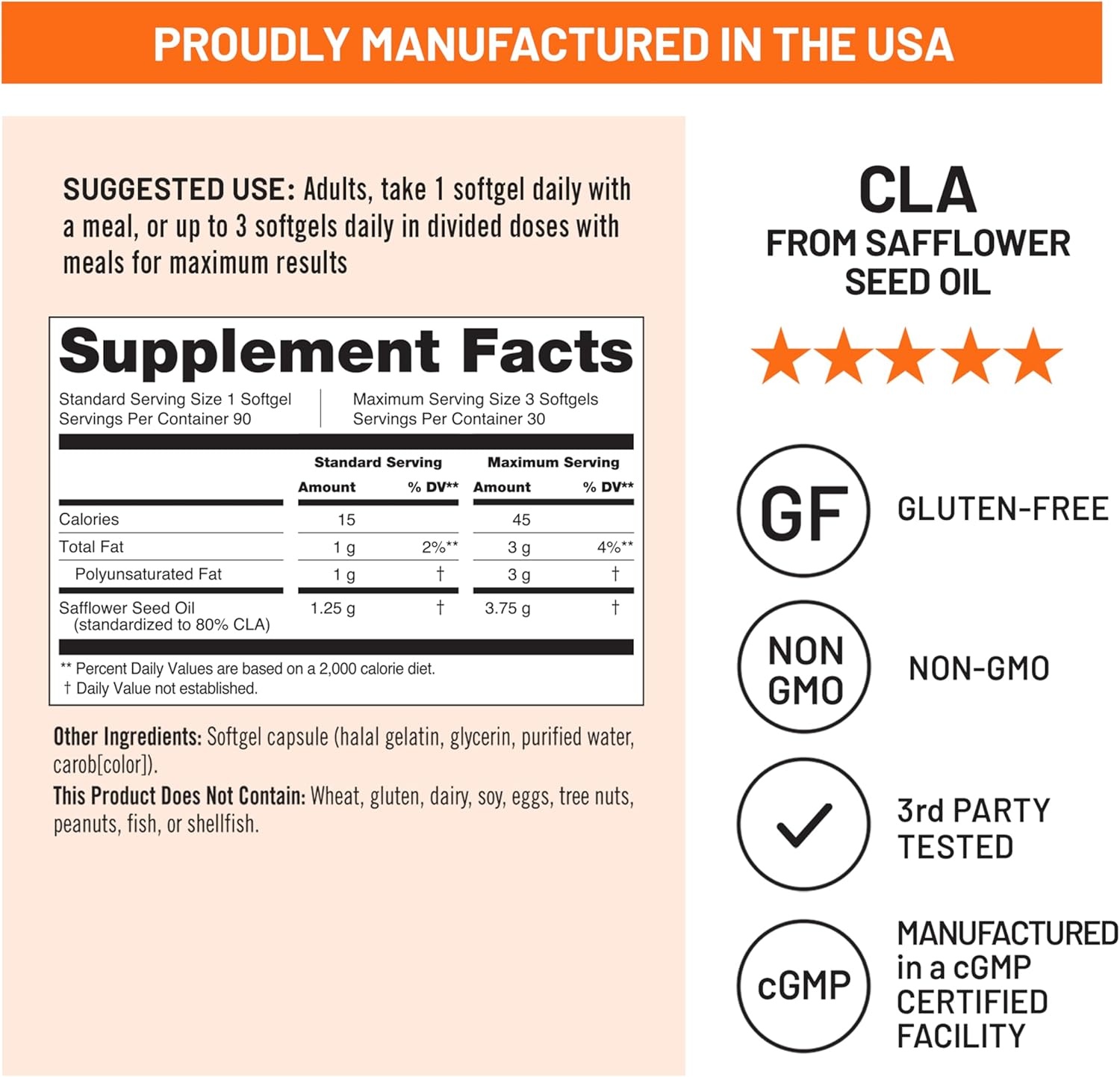 image:imageNatureWise CLA 1250 Conjugated Linoleic Acid Supplement for Women and Men Not Stimulating Supports Healthy Weight Fitness Goals NonGMO Gluten Free 90 Softgels1Month SupplyCLA 1250