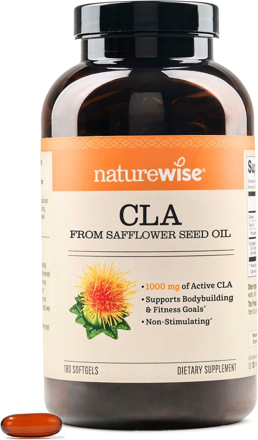 image:imageNatureWise CLA 1250 Conjugated Linoleic Acid Supplement for Women and Men Not Stimulating Supports Healthy Weight Fitness Goals NonGMO Gluten Free 90 Softgels1Month SupplyCLA 1250