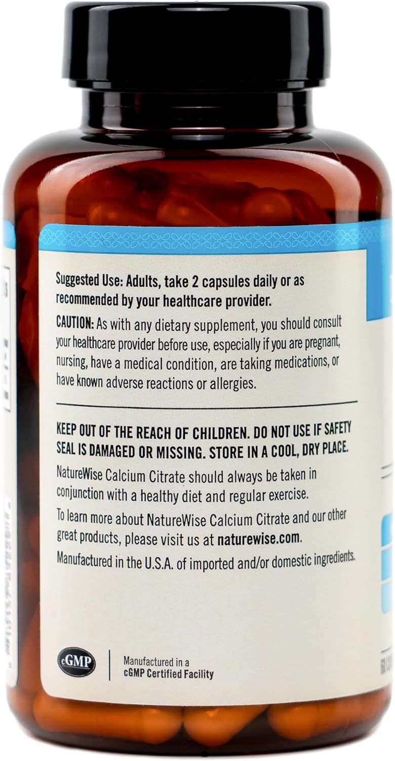 image:imageNatureWise Calcium Citrate 300mg Capsules Supplement for Bone Health Easy to Digest amp WellAbsorb Vegan NonGMO GlutenFree 180 Capsules90Day SupplyUnflavored