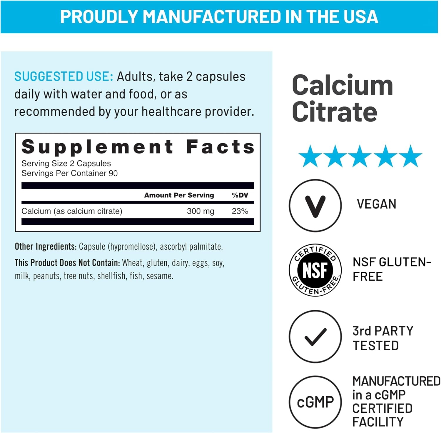 image:imageNatureWise Calcium Citrate 300mg Capsules Supplement for Bone Health Easy to Digest amp WellAbsorb Vegan NonGMO GlutenFree 180 Capsules90Day SupplyUnflavored