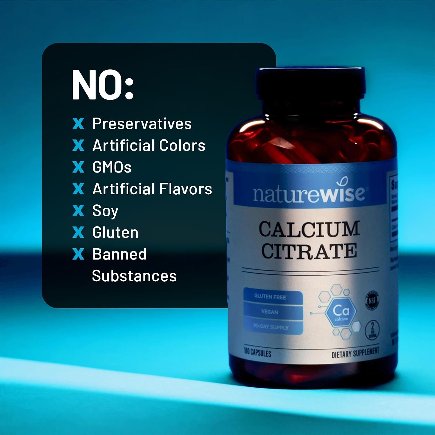 image:imageNatureWise Calcium Citrate 300mg Capsules Supplement for Bone Health Easy to Digest amp WellAbsorb Vegan NonGMO GlutenFree 180 Capsules90Day SupplyUnflavored