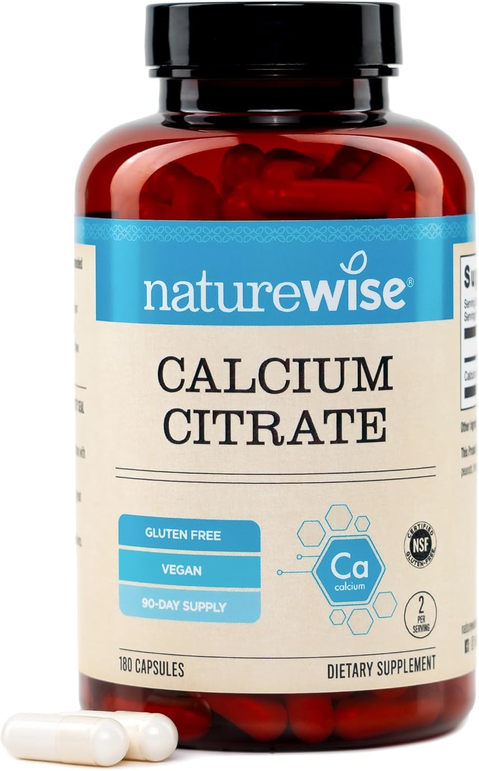 image:imageNatureWise Calcium Citrate 300mg Capsules Supplement for Bone Health Easy to Digest amp WellAbsorb Vegan NonGMO GlutenFree 180 Capsules90Day SupplyUnflavored