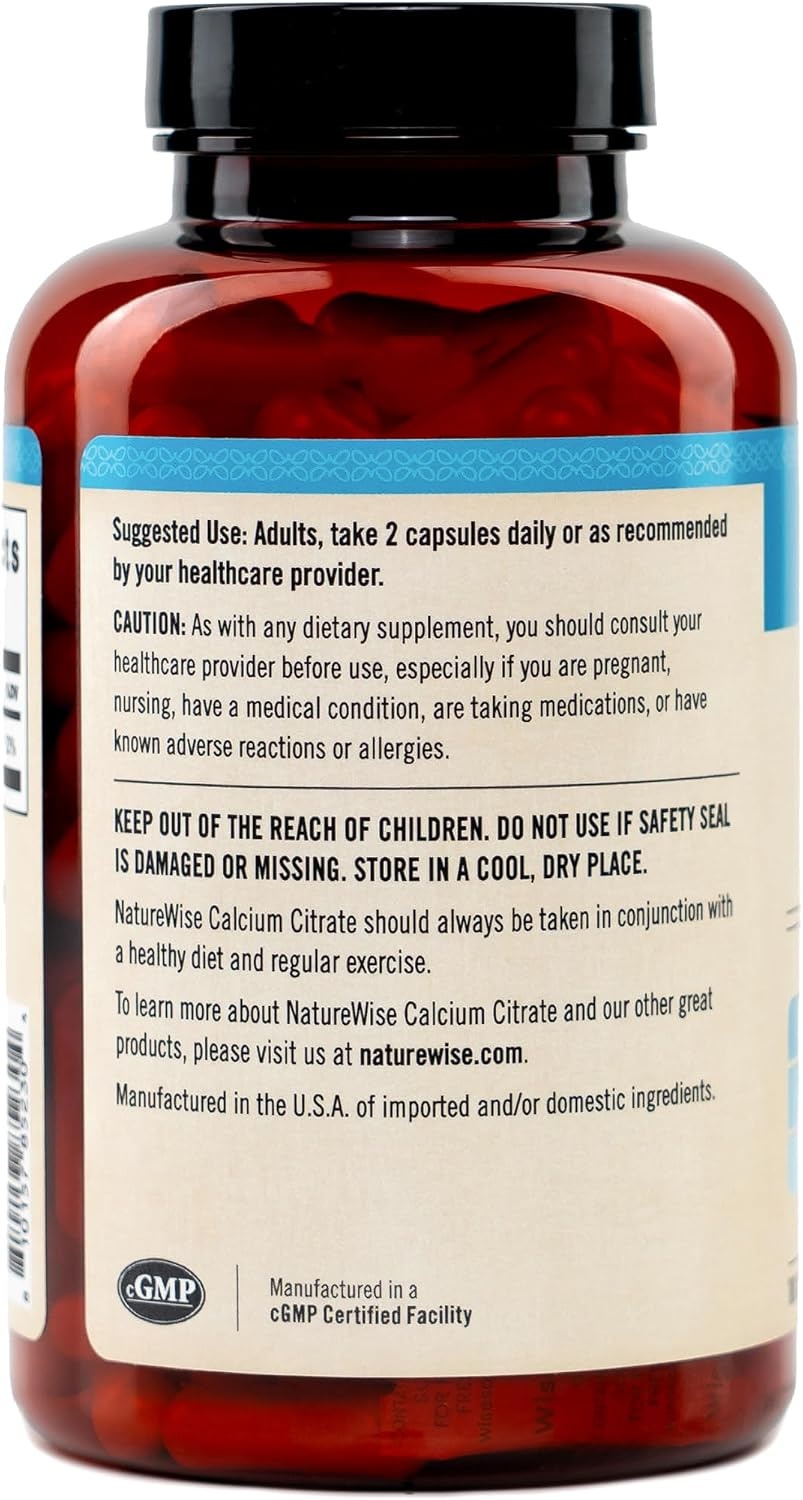 image:imageNatureWise Calcium Citrate 300mg Capsules Supplement for Bone Health Easy to Digest amp WellAbsorb Vegan NonGMO GlutenFree 180 Capsules90Day SupplyUnflavored