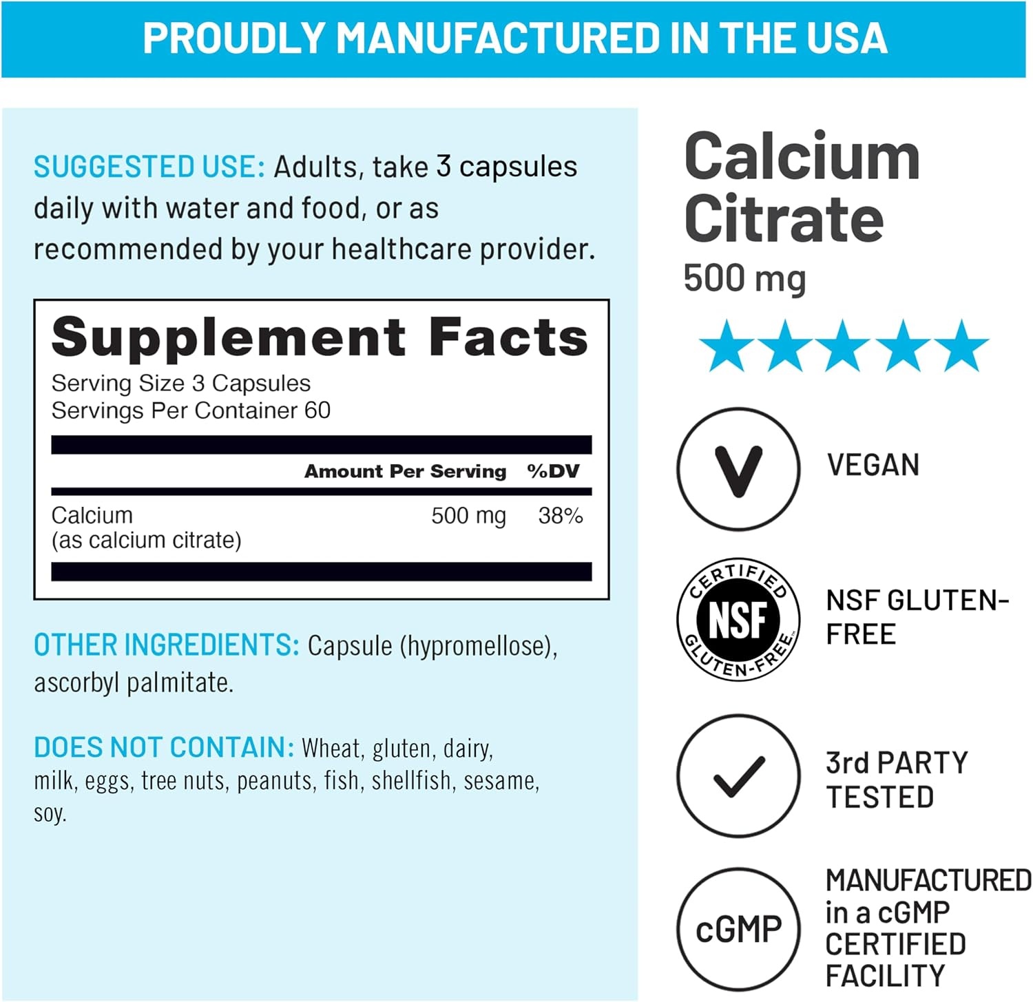 image:imageNatureWise Calcium Citrate 500mg Capsules Supplement for Bone Health Easy to Digest amp Absorb Vegan NonGMO GlutenFree 90 Count30Day SupplyUnflavored
