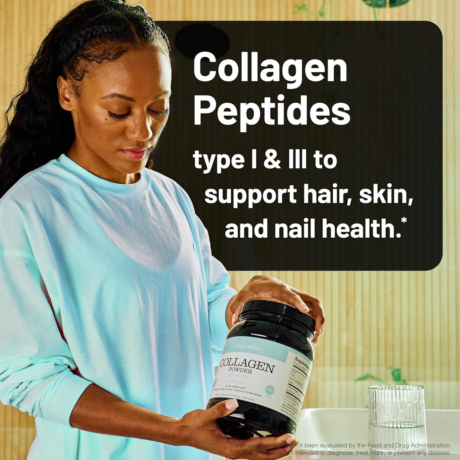 image:imageNatureWise Collagen Peptides Powder with Hyaluronic Acid and Vitamin C Unflavored Collagen Peptides for Women amp Men Type I amp III for Hair Skin amp Nails Sugar Gluten amp Dairy Free 30 Servings136 Pound Pack of 1
