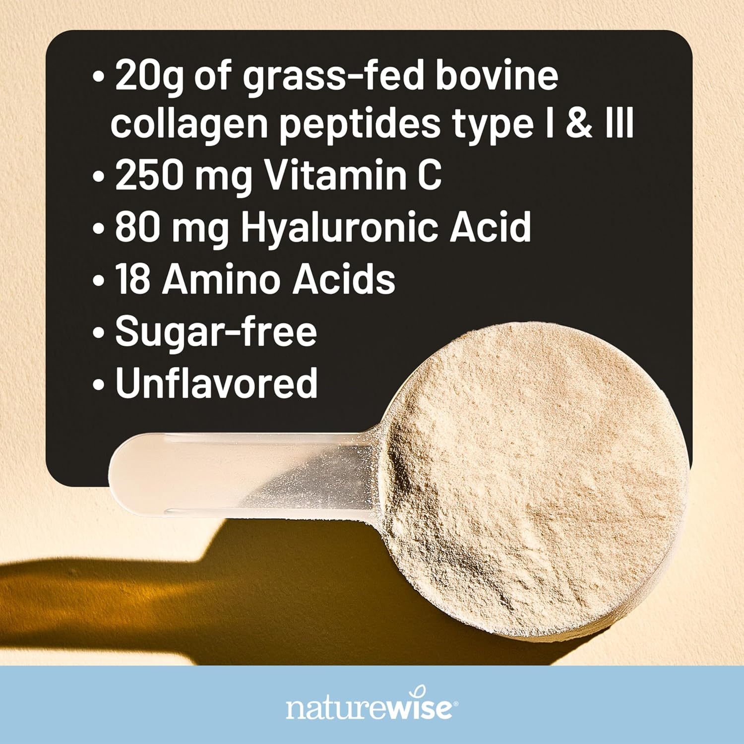 image:imageNatureWise Collagen Peptides Powder with Hyaluronic Acid and Vitamin C Unflavored Collagen Peptides for Women amp Men Type I amp III for Hair Skin amp Nails Sugar Gluten amp Dairy Free 30 Servings271 Pound Pack of 1