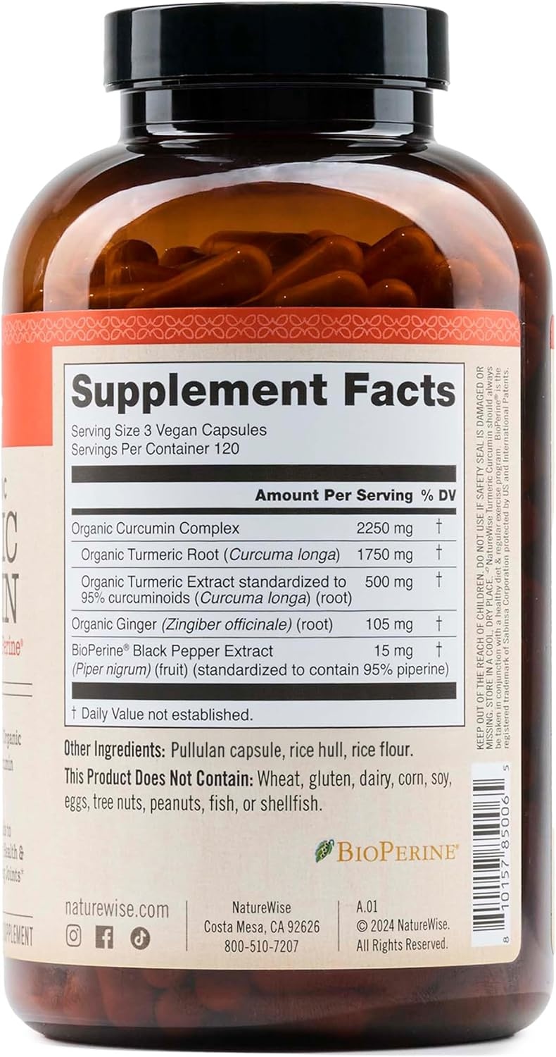 image:imageNatureWise Curcumin Turmeric 2250mg Advanced Absorption from 95 Curcuminoids amp BioPerine Black Pepper Extract Daily Joint and Immune Health Support Vegan 180 Count60Day Supply360 Count Pack of 1