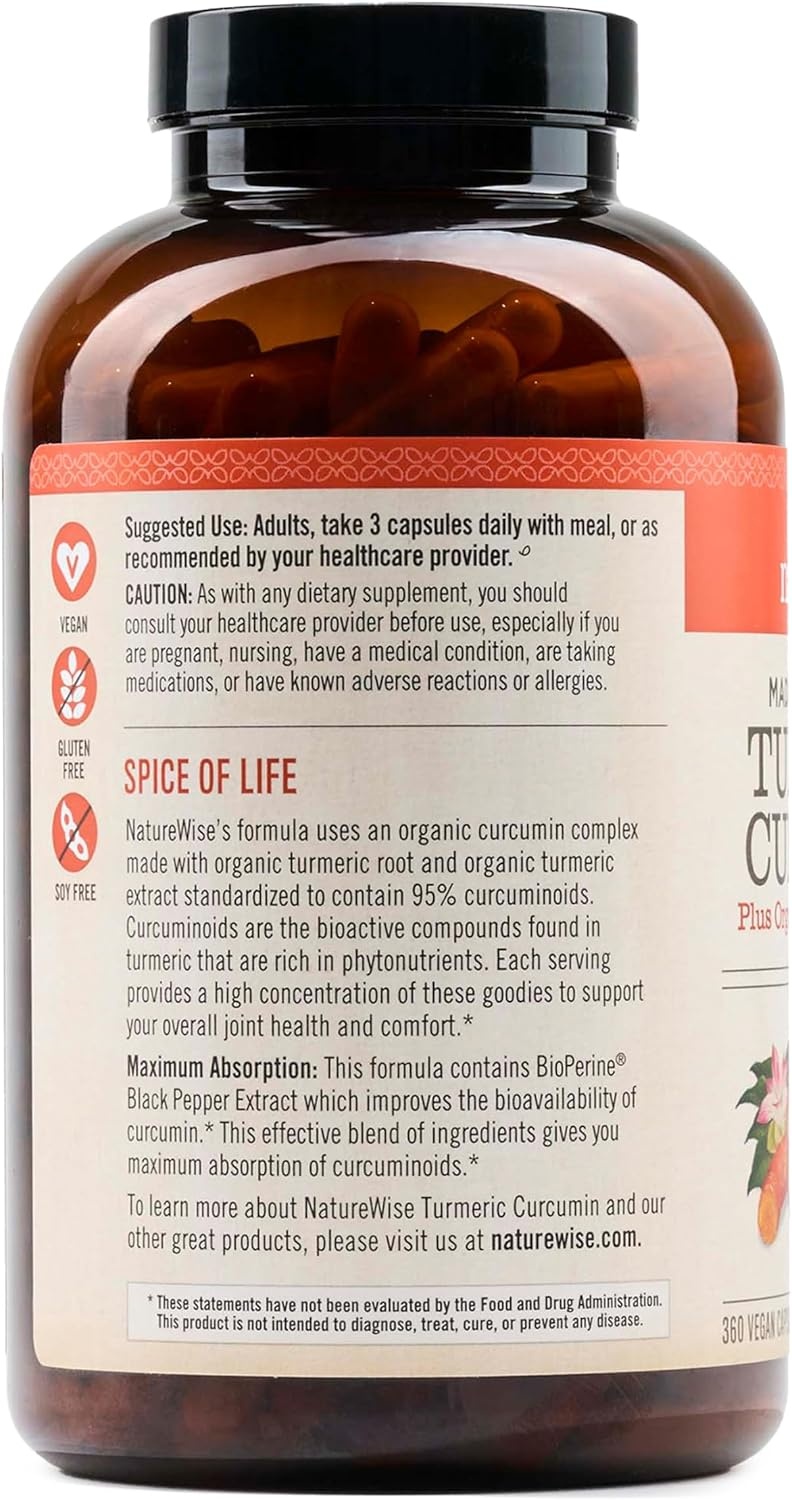 image:imageNatureWise Curcumin Turmeric 2250mg Advanced Absorption from 95 Curcuminoids amp BioPerine Black Pepper Extract Daily Joint and Immune Health Support Vegan 180 Count60Day Supply360 Count Pack of 1