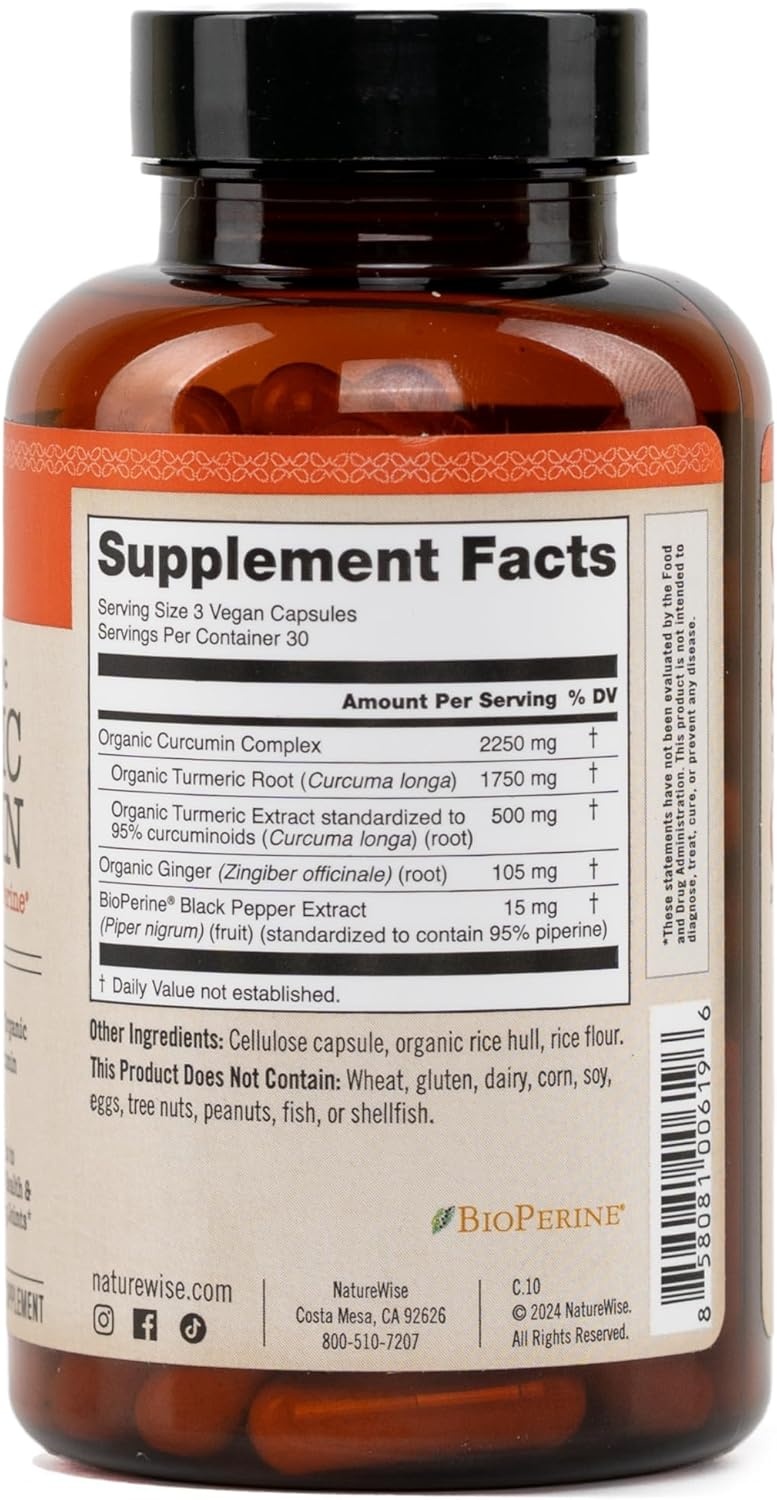 image:imageNatureWise Curcumin Turmeric 2250mg Advanced Absorption from 95 Curcuminoids amp BioPerine Black Pepper Extract Daily Joint and Immune Health Support Vegan 180 Count60Day Supply90 Count Pack of 1