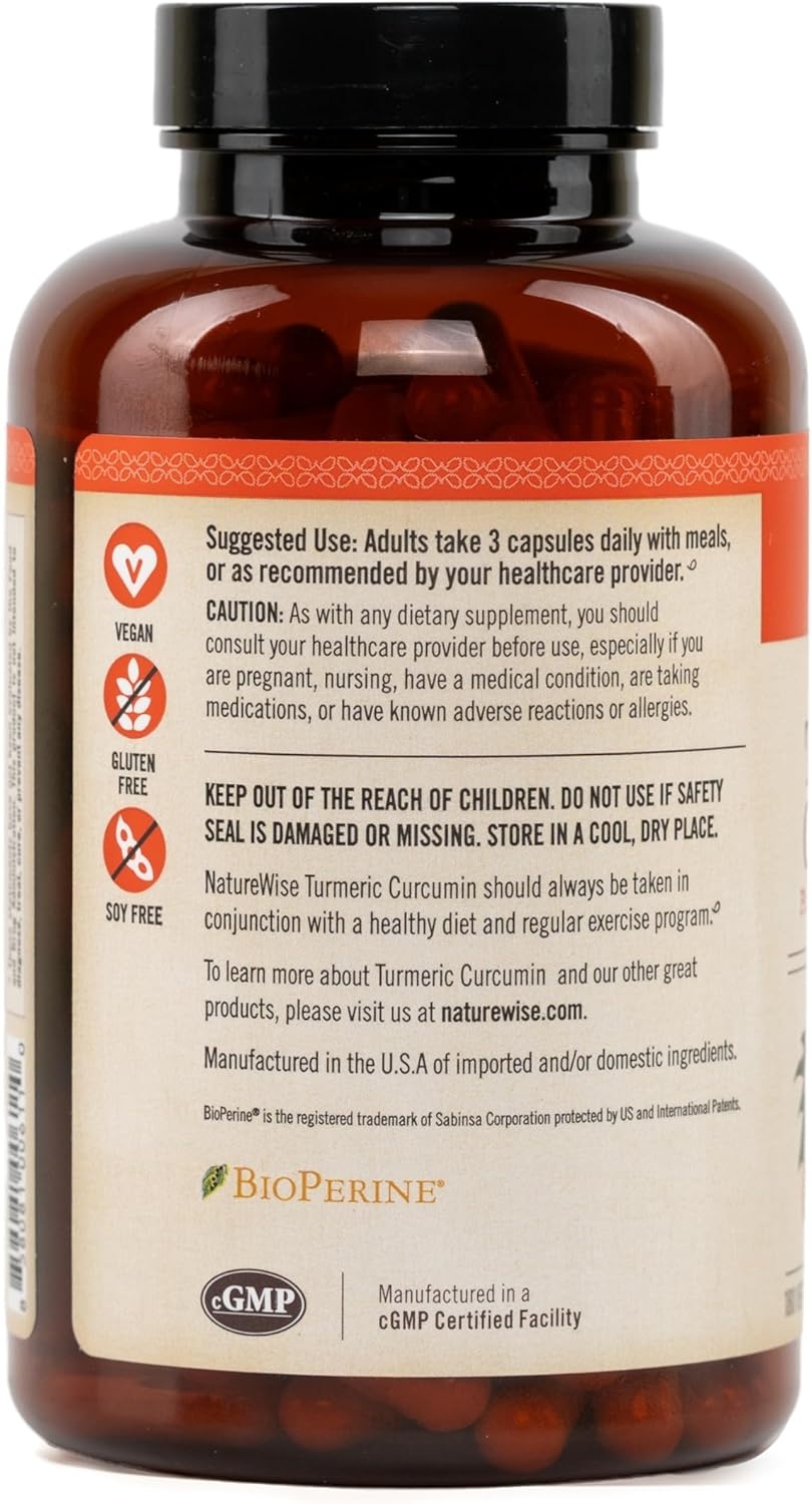 image:imageNatureWise Curcumin Turmeric 2250mg Advanced Absorption from 95 Curcuminoids amp BioPerine Black Pepper Extract Daily Joint and Immune Health Support Vegan 180 Count60Day Supply180 Count Pack of 1