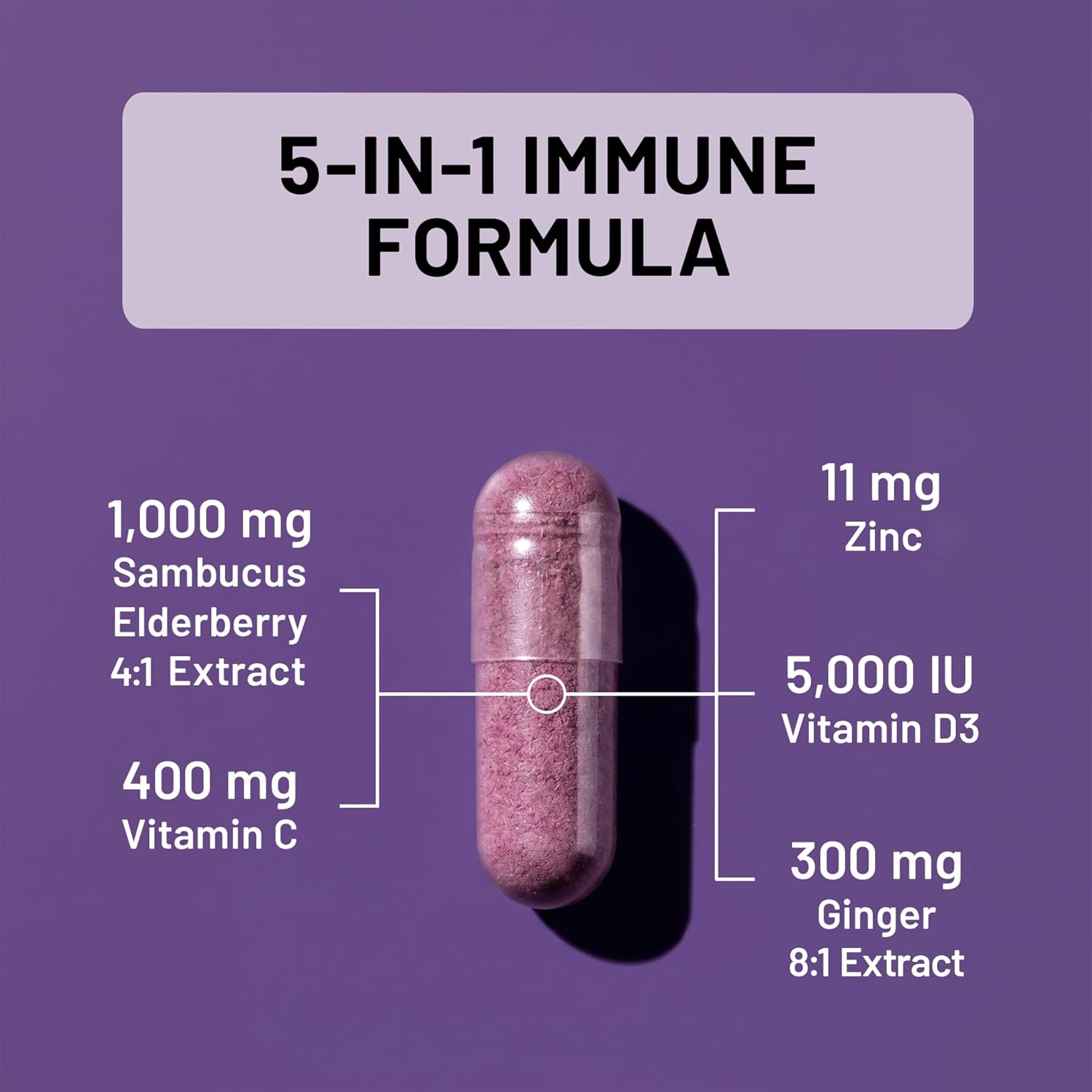 image:imageNatureWise Elderberry Vitamin C and Zinc for Adults Sambucus Black Elderberry and Ginger amp Vitamin D3 5000IU 5 in 1 Immune Support NonGMO USA Manufactured 120 Veggie Capsules60Day Supply