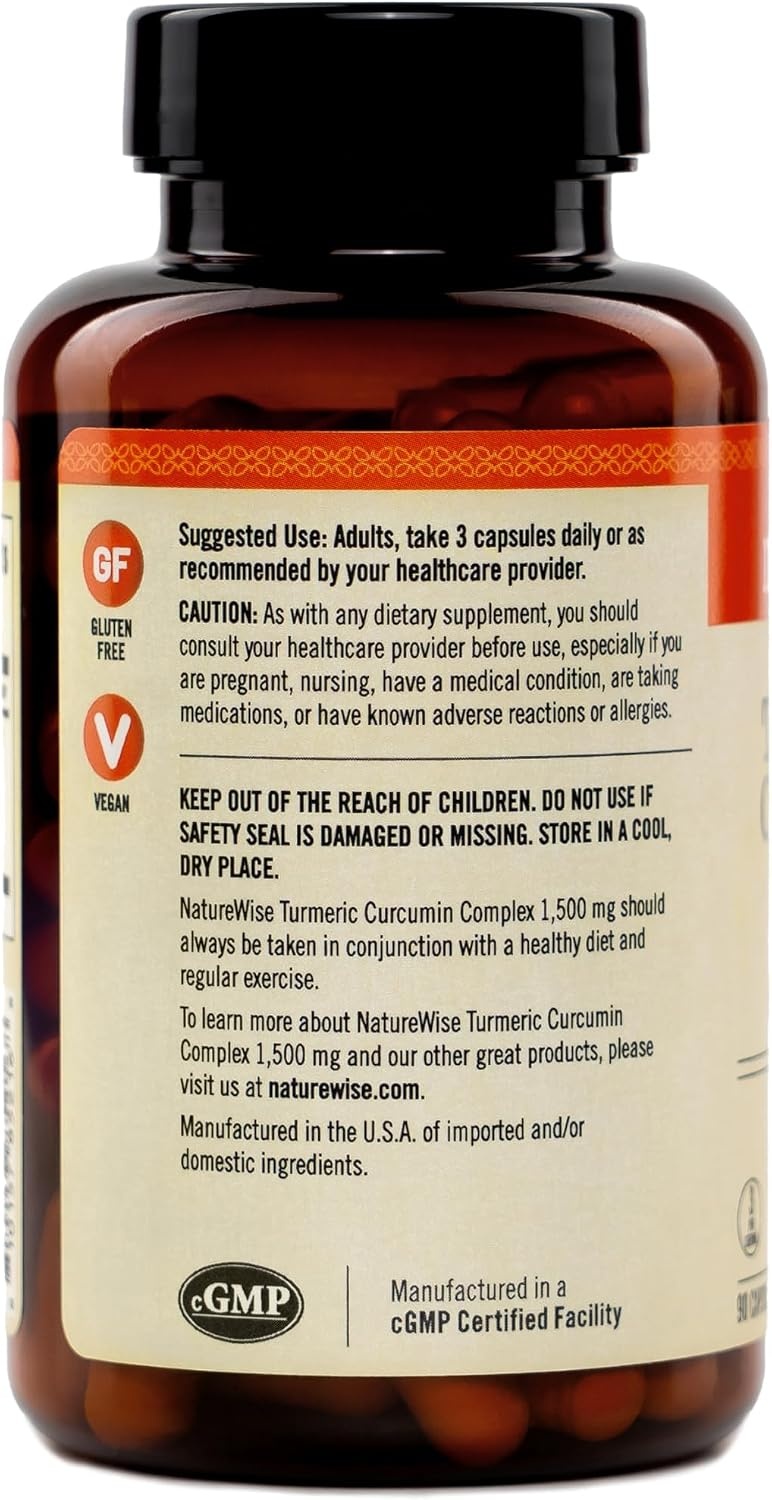 image:imageNatureWise Extra Strength Turmeric Curcumin 1500mg with HydroSoluble Technology for Ultra Absorption 270mg to 330mg Curcuminoids for Immune Support Vegan NonGMO 90 Capsules30Day Supply