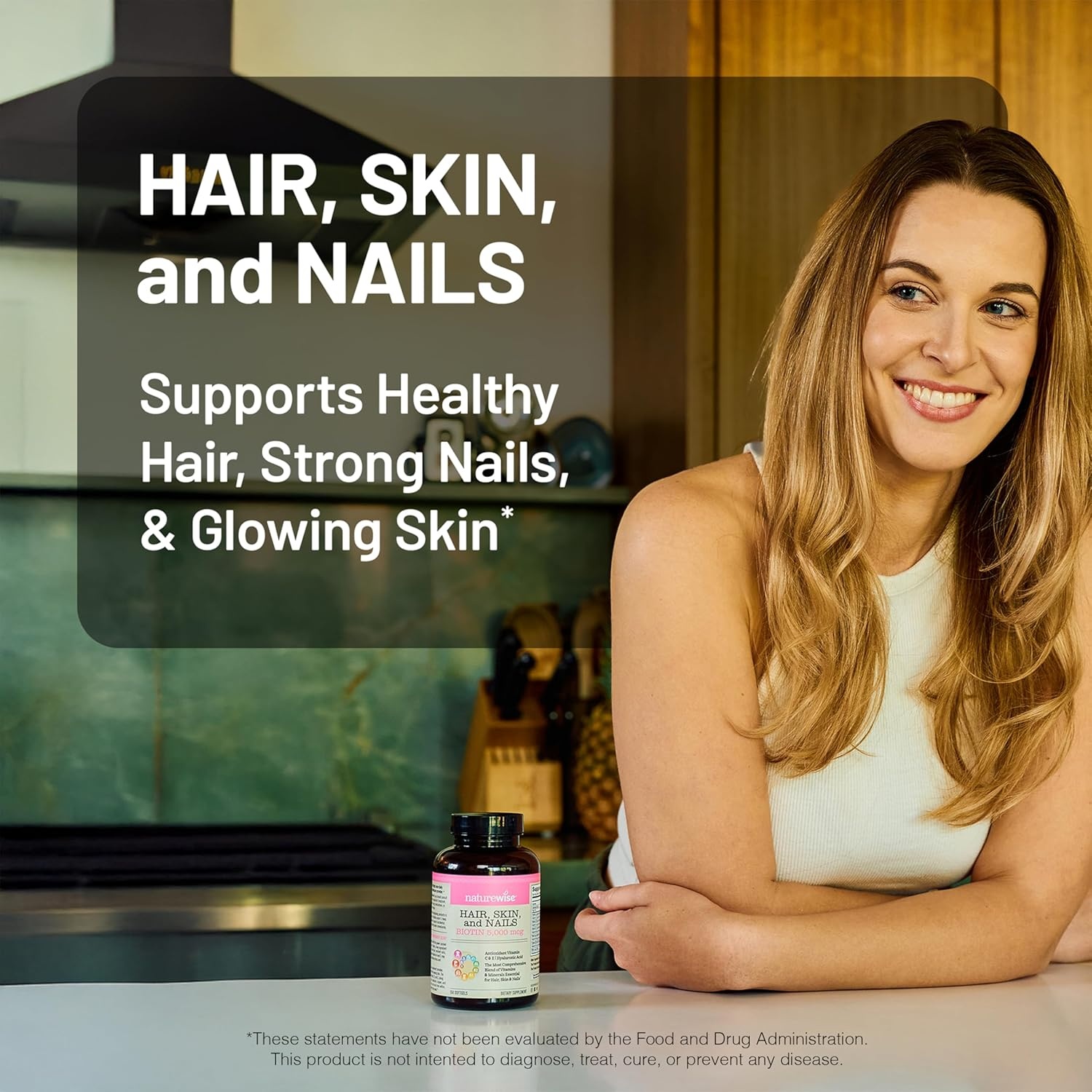 image:imageNatureWise Hair Skin and Nails Vitamin Biotin 5000mcg wHyaluronic Acid Collagen for Women with C B Complex D3 A E Iron NonGMO Gluten Free 150 Softgels50Day Supply150 Count Pack of 1