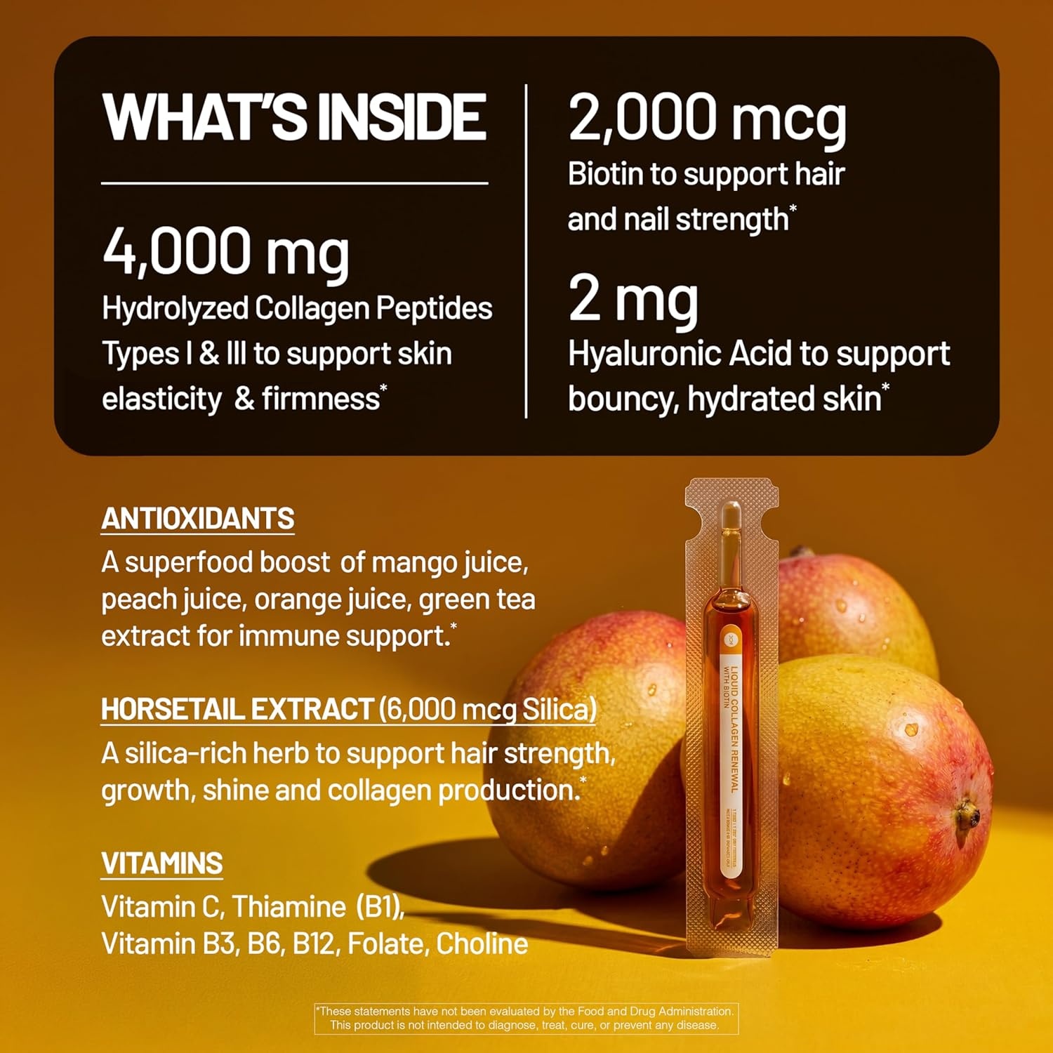 image:imageNatureWise Hydrolyzed Liquid Collagen for Women amp Men 4000mg High Absorption Type 1 amp 3 Peptides with Biotin Vitamin C Vitamin B Complex amp Hyaluronic Acid Mixed Berry 30 Tubes30 Day SupplyMango