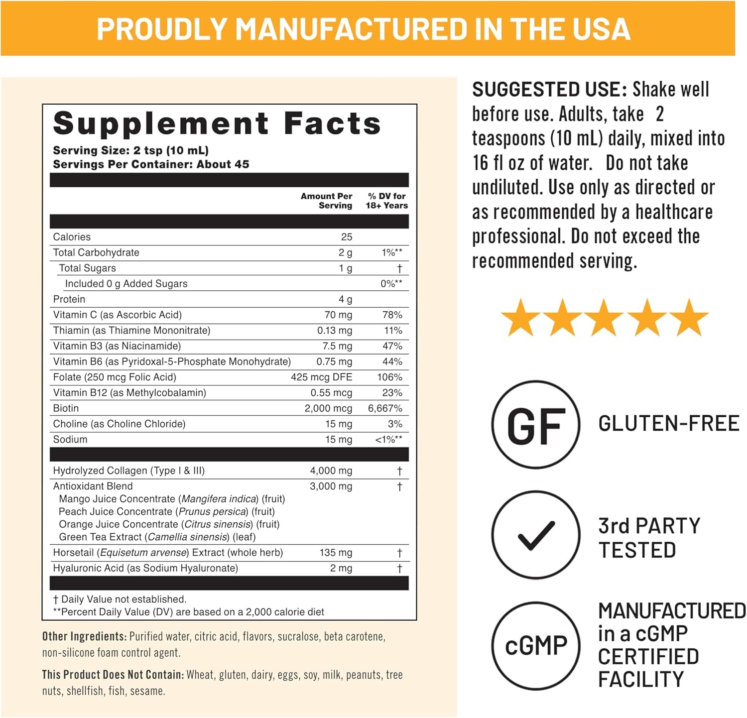 image:imageNatureWise Hydrolyzed Liquid Collagen for Women amp Men 4000mg High Absorption Type 1 amp 3 Peptides with Biotin Vitamin C Vitamin B Complex amp Hyaluronic Acid Mixed Berry 30 Tubes30 Day SupplyMango
