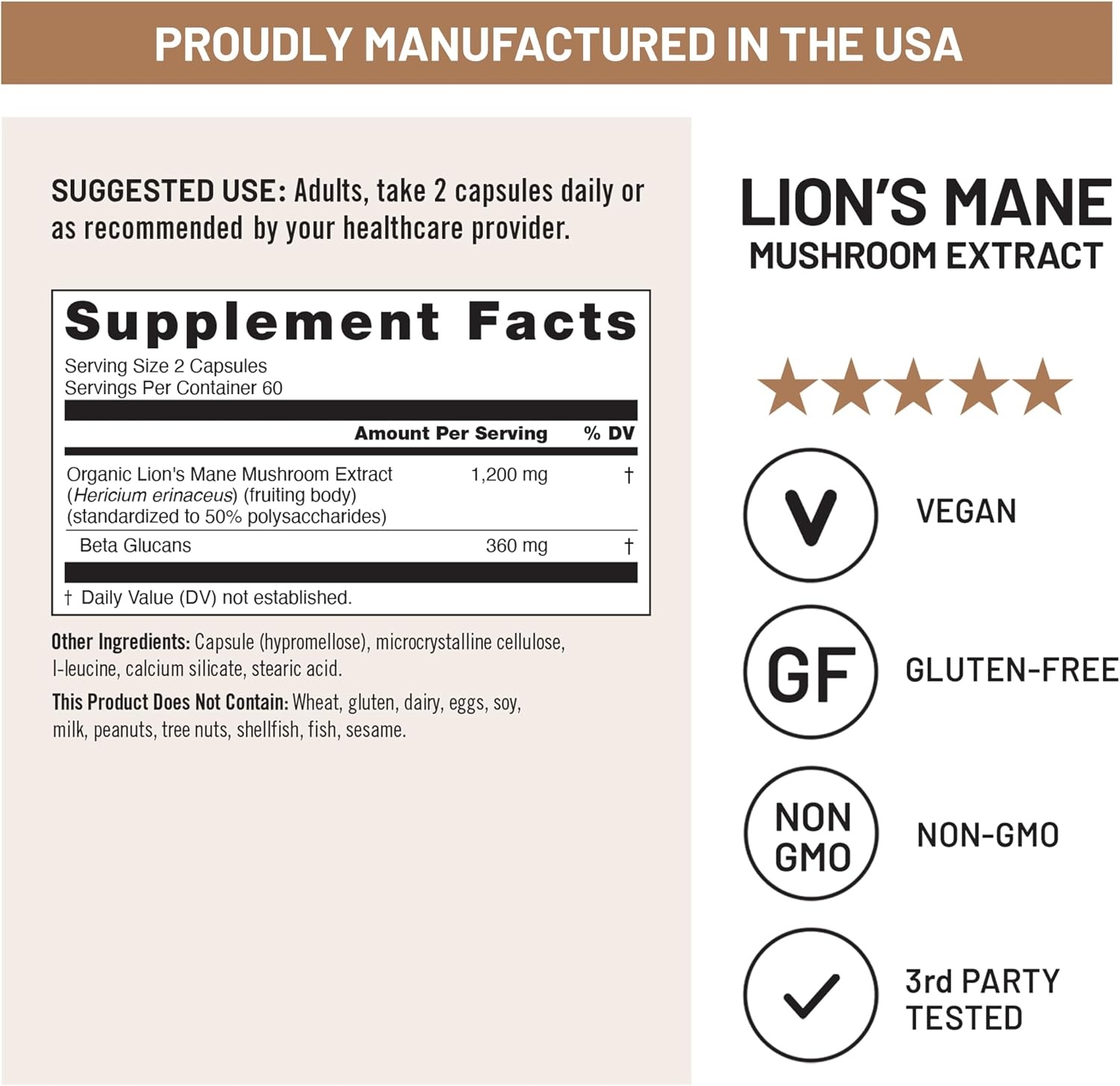 image:imageNatureWise Lions Mane Mushroom Supplement Organic Lions Mane Mushroom Extract 1200mg 360mg Beta Glucans Cognition amp Brain Support Vegan NonGMO USA Manufactured 120 Capsules60 Day Supply