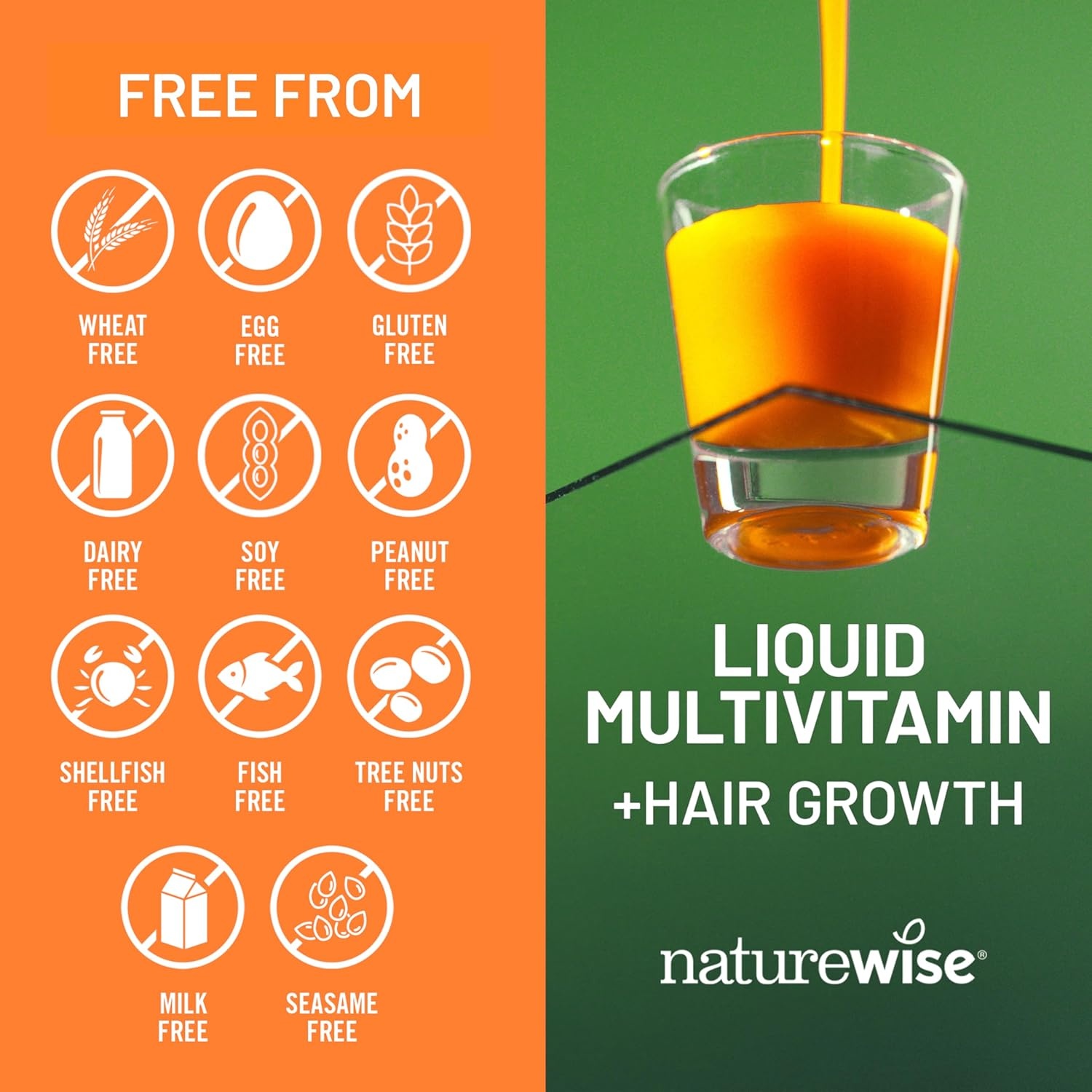 image:imageNatureWise Liquid Multivitamin Hair Growth for Women amp Men Tocogaia for Hair Growth amp Skin Elasticity Support Biotin Vitamin D E B Sugar Free Multivitamin Vegan 30 fl oz30 ServingsPeach Mango