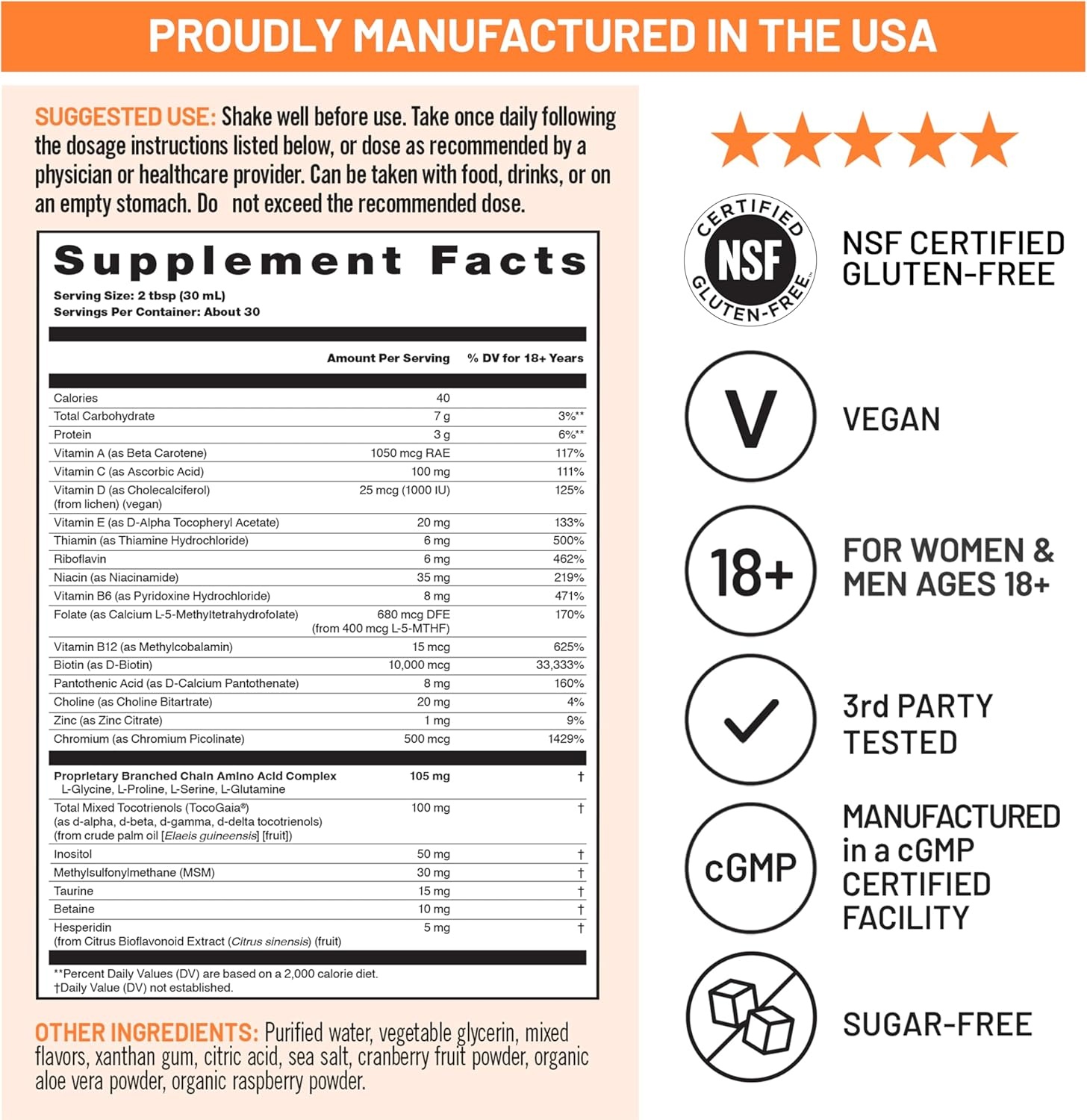 image:imageNatureWise Liquid Multivitamin Hair Growth for Women amp Men Tocogaia for Hair Growth amp Skin Elasticity Support Biotin Vitamin D E B Sugar Free Multivitamin Vegan 30 fl oz30 ServingsPeach Mango