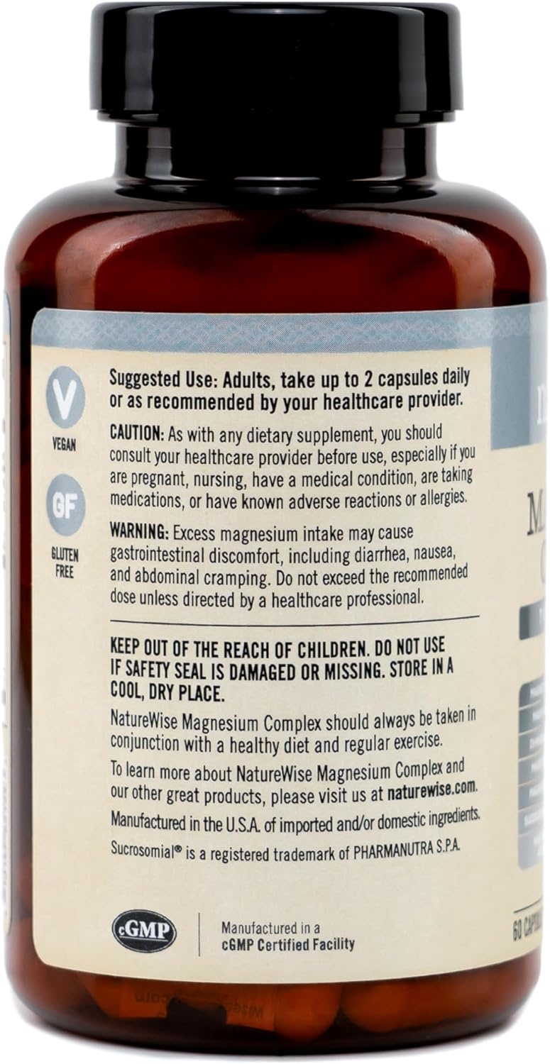 image:imageNatureWise Magnesium Complex 500mg 7 Type with Magnesium Glycinate Citrate Malate Sucrosomial amp More Added LTheanine Sleep Heart Function amp Muscle Support 60 Capsules30Day Supply