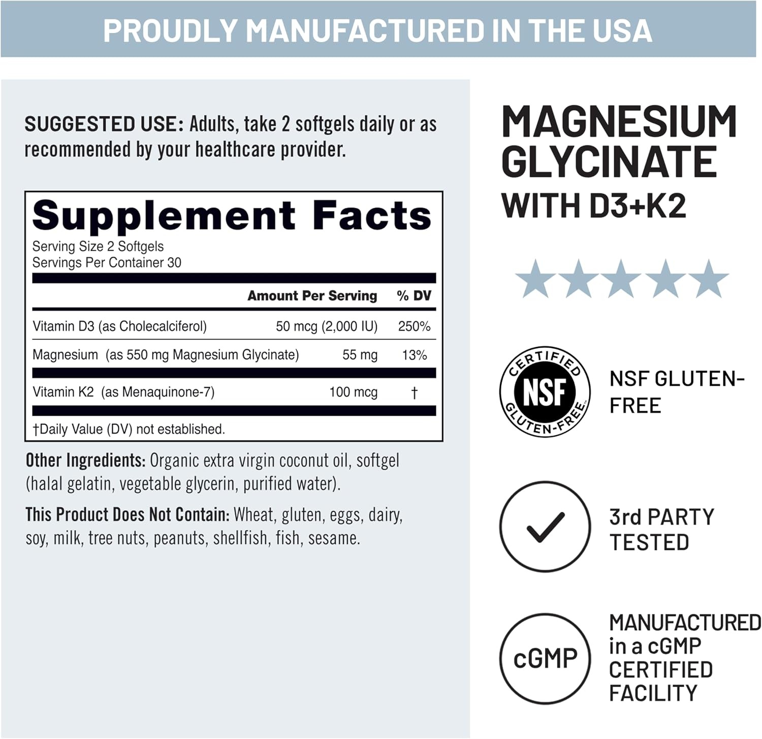 image:imageNatureWise Magnesium Glycinate 550mg 2000 IU Vitamin D3 K2 100 mcg D3 K2 Magnesium Supplement Chelated for High Absorption Bone Support NonGMO USA Manufactured 30Day Supply2000IU