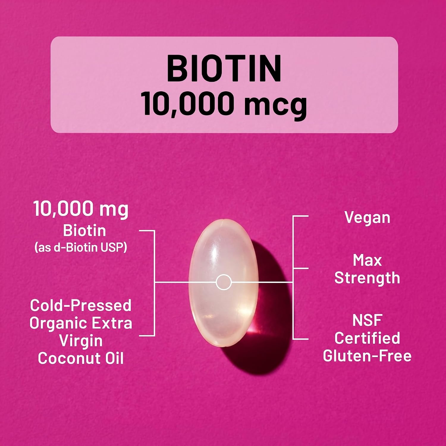 image:imageNatureWise Max Strength Vegan Biotin 10000mcg for Women amp Men Healthy Skin amp Hair Support NSF GlutenFree Certified NonGMO USA Manufactured 120 Softgels120Day Supply