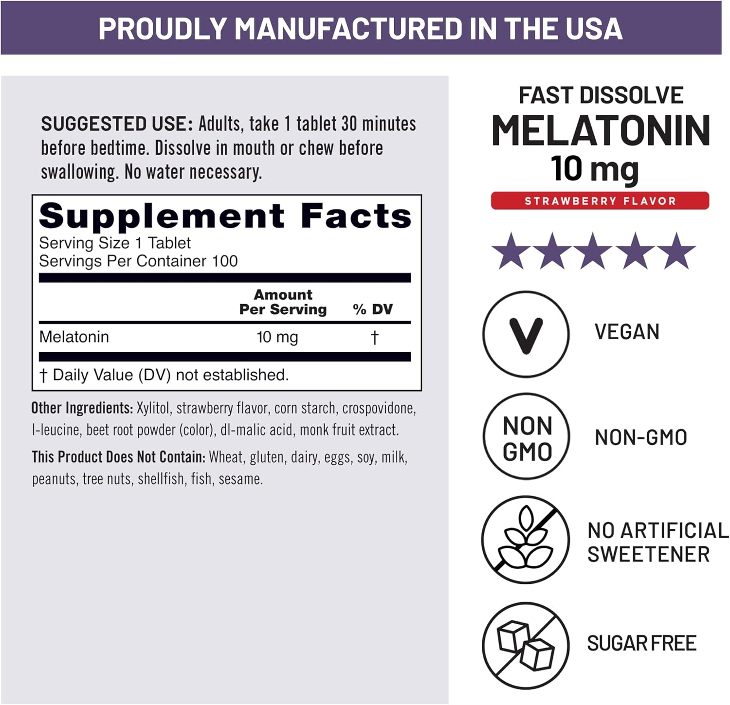 image:imageNatureWise Melatonin 10mg Sugar Free Fast Dissolve Melatonin Supplement NonGMO Vegan USA Manufactured 100 Tablets100 Day Supply10MG