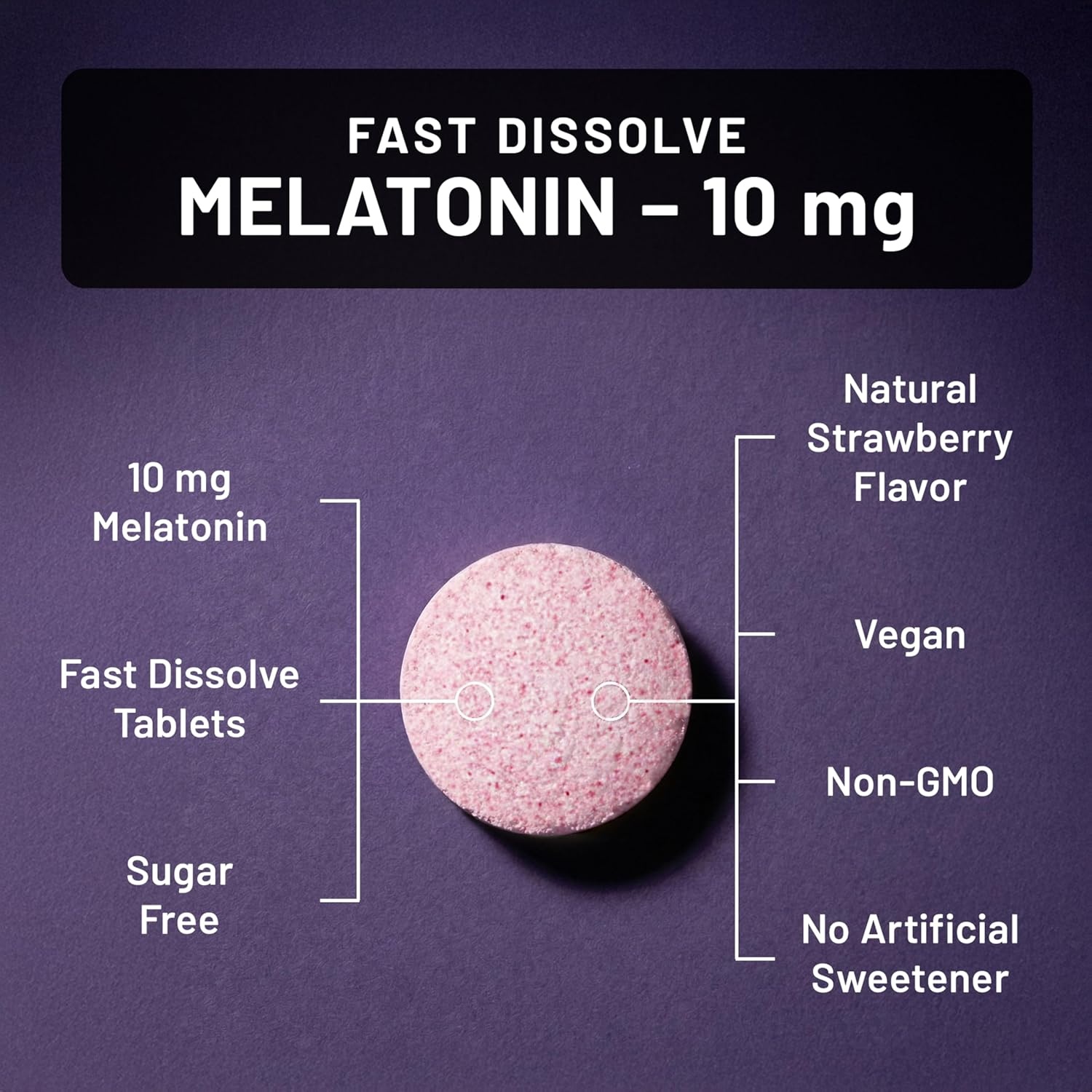 image:imageNatureWise Melatonin 10mg Sugar Free Fast Dissolve Melatonin Supplement NonGMO Vegan USA Manufactured 100 Tablets100 Day Supply10MG