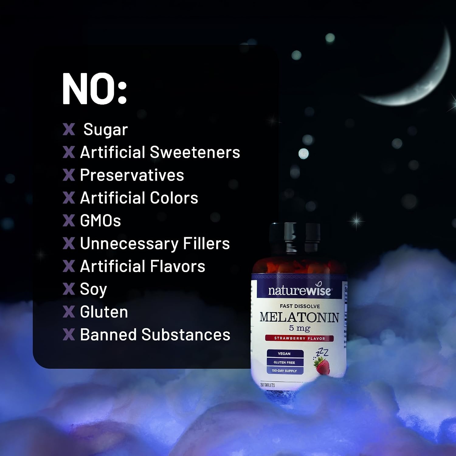 image:imageNatureWise Melatonin 10mg Sugar Free Fast Dissolve Melatonin Supplement NonGMO Vegan USA Manufactured 100 Tablets100 Day Supply5MG