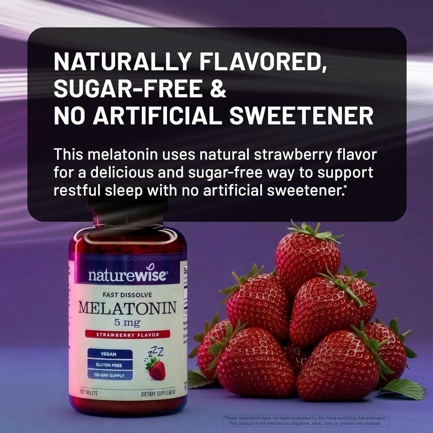 image:imageNatureWise Melatonin 10mg Sugar Free Fast Dissolve Melatonin Supplement NonGMO Vegan USA Manufactured 100 Tablets100 Day Supply5MG