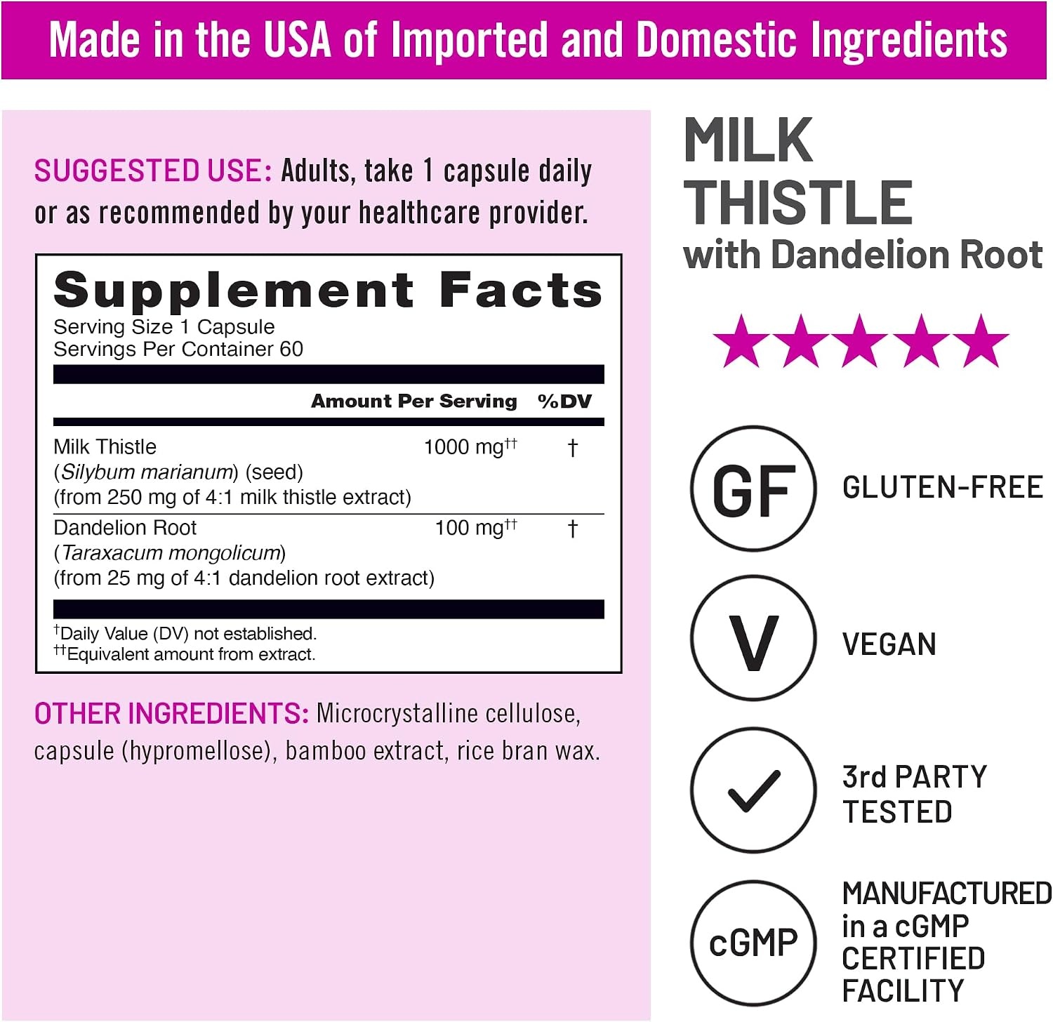 image:imageNatureWise Milk Thistle with Dandelion Root Silymarin Antioxidant Liver amp Kidney Health Support Supplement Vegan NonGMO Gluten Free 60 Count60Day Supply60 Count Pack of 1