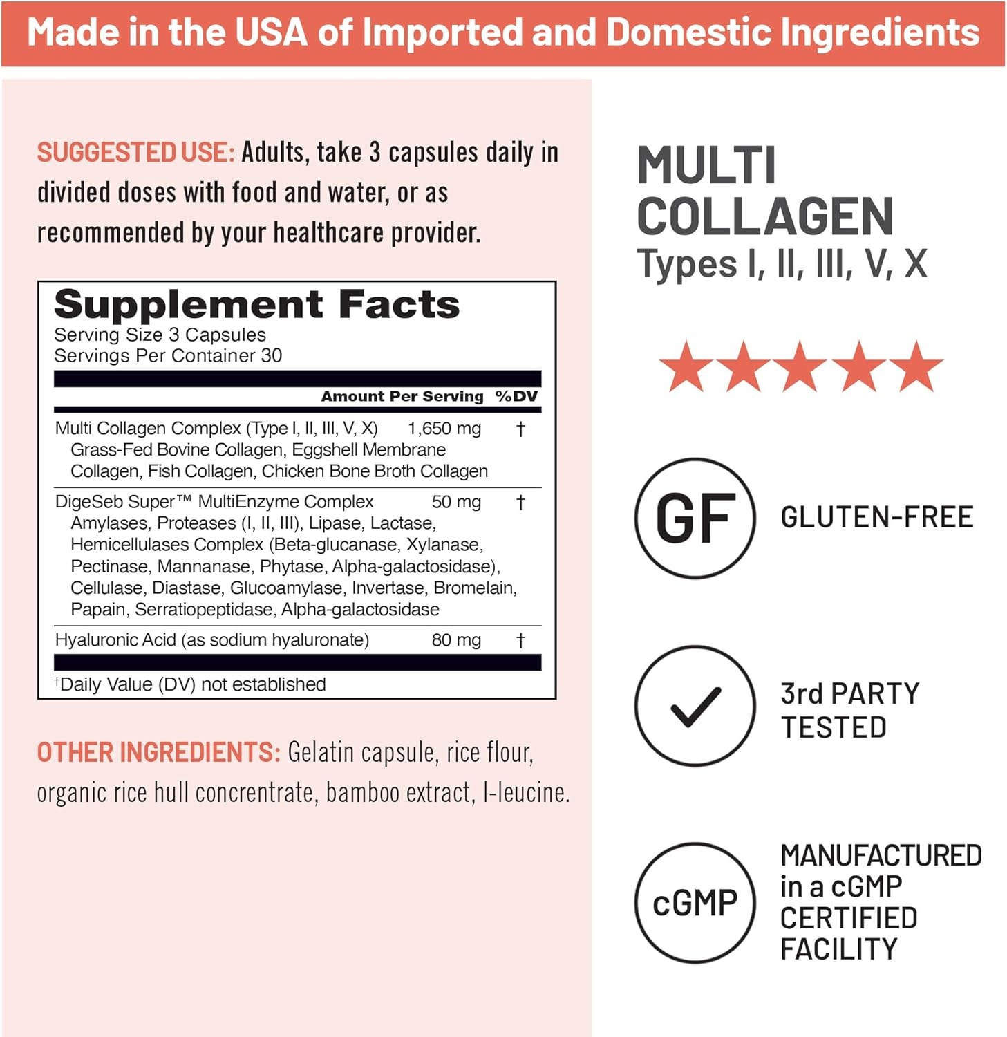 image:imageNatureWise Multi Collagen Peptides Pills for Women amp Men Type I II III V X wHyaluronic Acid Supports Skin Hair Joint Health Grass Fed Gluten Free NonGMO 90 Capsules30 Day Supply