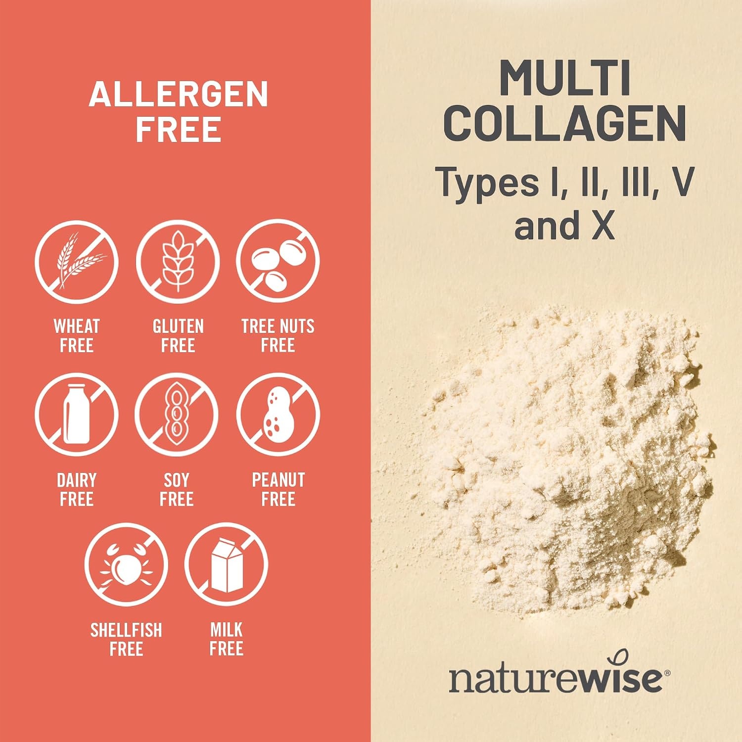image:imageNatureWise Multi Collagen Peptides Pills for Women amp Men Type I II III V X wHyaluronic Acid Supports Skin Hair Joint Health Grass Fed Gluten Free NonGMO 90 Capsules30 Day Supply