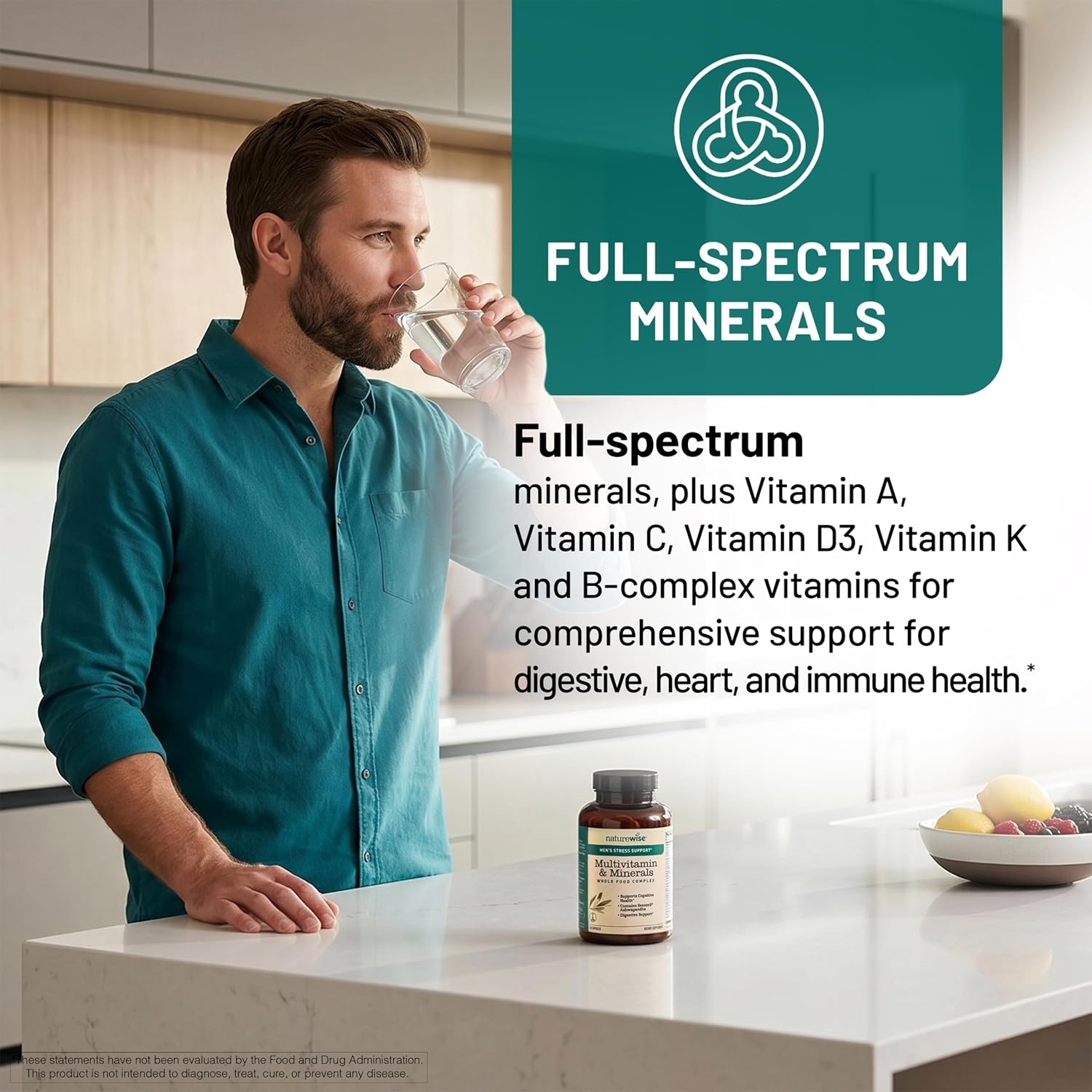 image:imageNatureWise Multivitamin for Men Stress Support Fulvic Ionic Minerals Probiotics for Immunity Male Health Digestion Whole Organic Foods Vegetarian NonGMO 60 Capsules1Month Supply