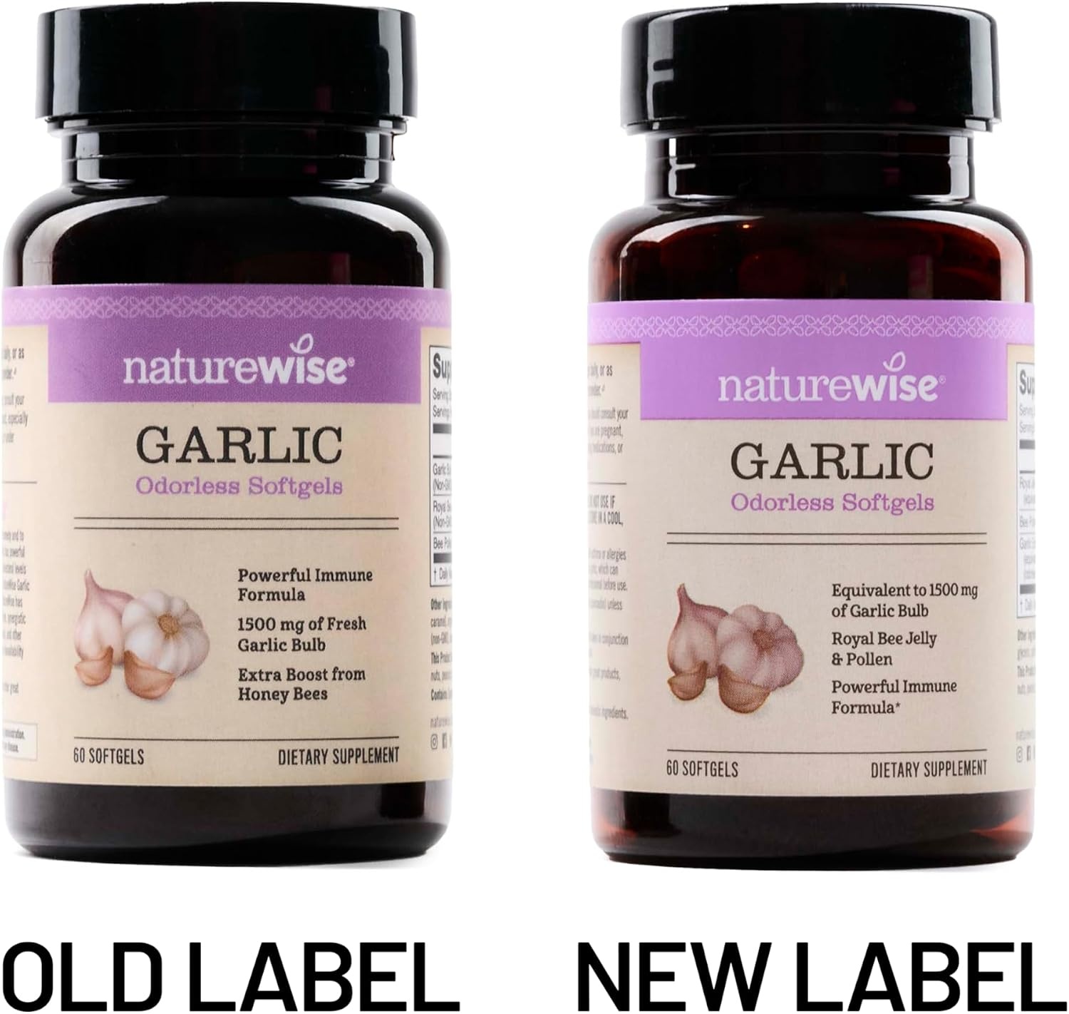 image:imageNatureWise Odorless Garlic Pills with Royal Bee Jelly amp Pollen Herbal Supplement for Heart Health Immune System Antioxidants Gluten Free NonGMO 60 Softgels 2Month Supply