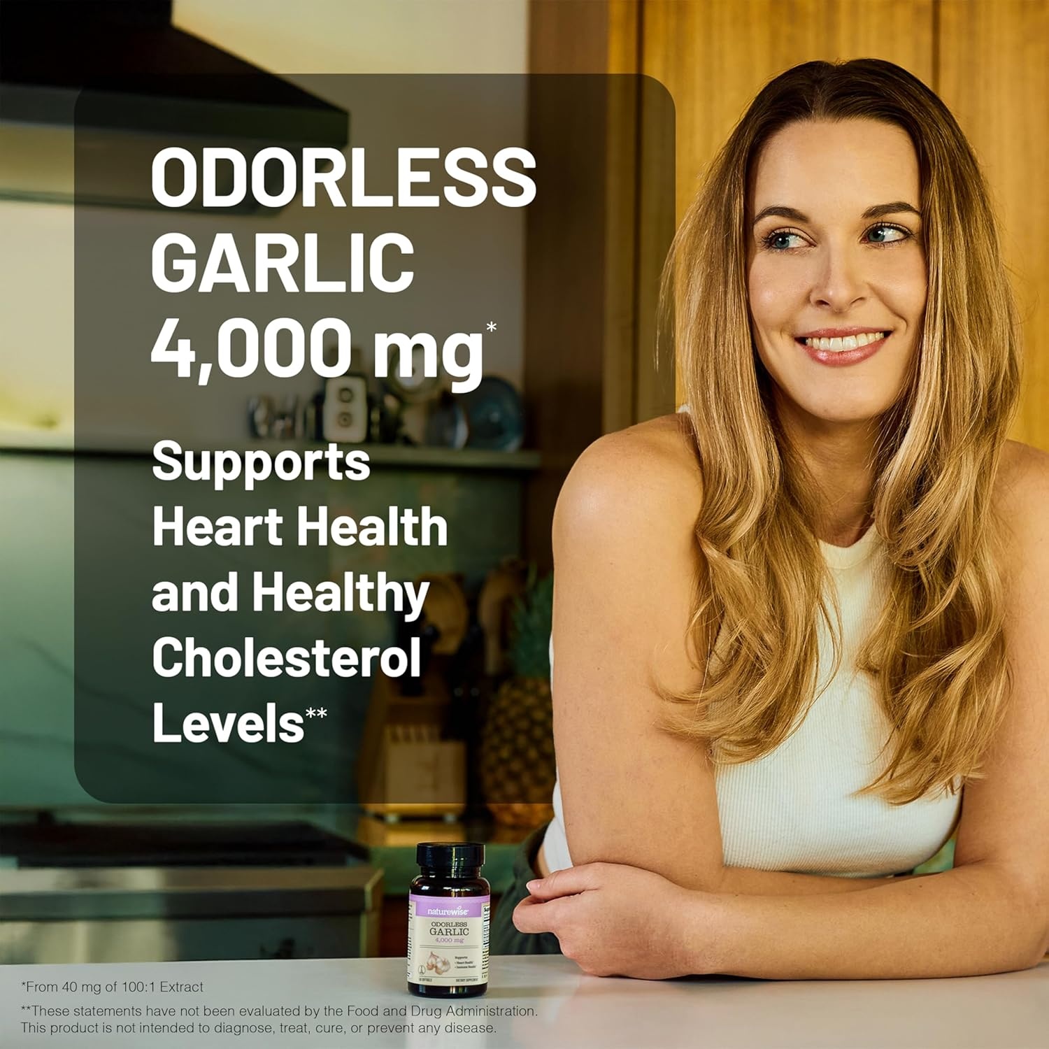 image:imageNatureWise Odorless Garlic Supplement 4000mg Ultra Potent 1001 Extract Healthy Cholesterol Formula Heart Health Support NonGMO Gluten Free with Halal Gelatin 60 Count30Day Supply60 Count Pack of 1