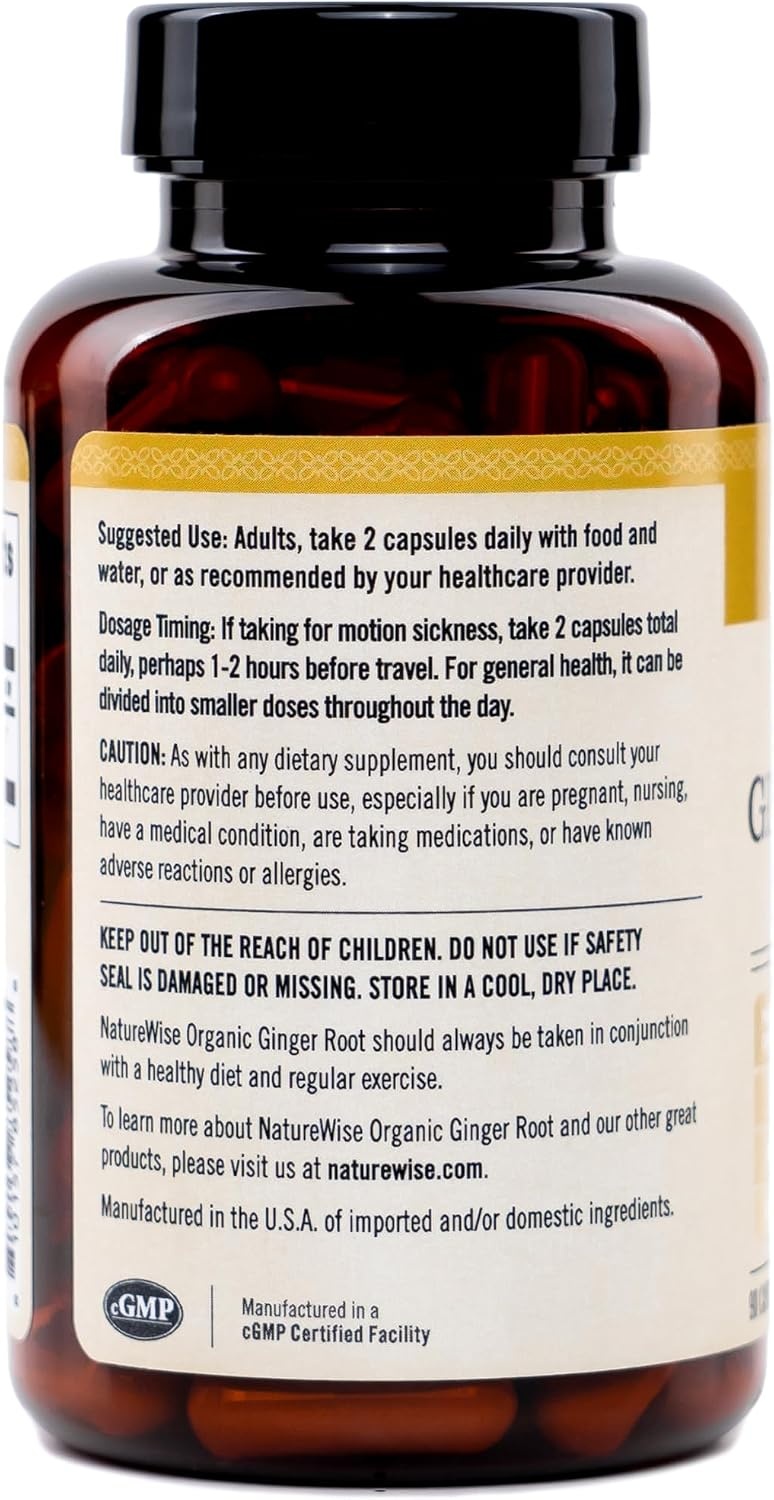 image:imageNatureWise Organic Ginger Root 1200mg USDA Organic Certified Organic by CCOF Digestive Comfort amp Immune System Support Vegan NonGMO USA Manufactured 90 Capsules45Day Supply