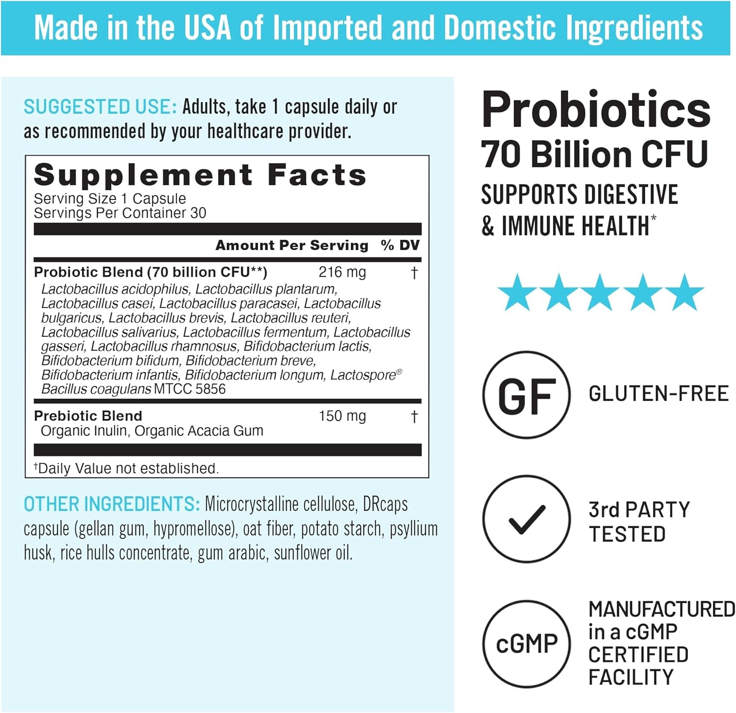 image:imageNatureWise Probiotics 60 Billion CFU 17 Strains Organic Prebiotics Immune Digestive amp Gut Health Support for Women amp Men Vegetarian GlutenFree NonGMO 30 Capsules1Month Supply70 BILLION CFU