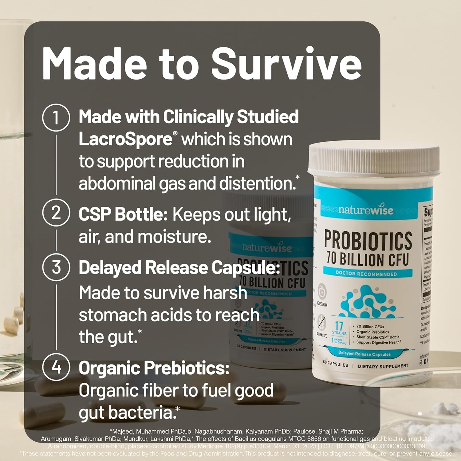 image:imageNatureWise Probiotics 60 Billion CFU 17 Strains Organic Prebiotics Immune Digestive amp Gut Health Support for Women amp Men Vegetarian GlutenFree NonGMO 30 Capsules1Month Supply70 BILLION CFU