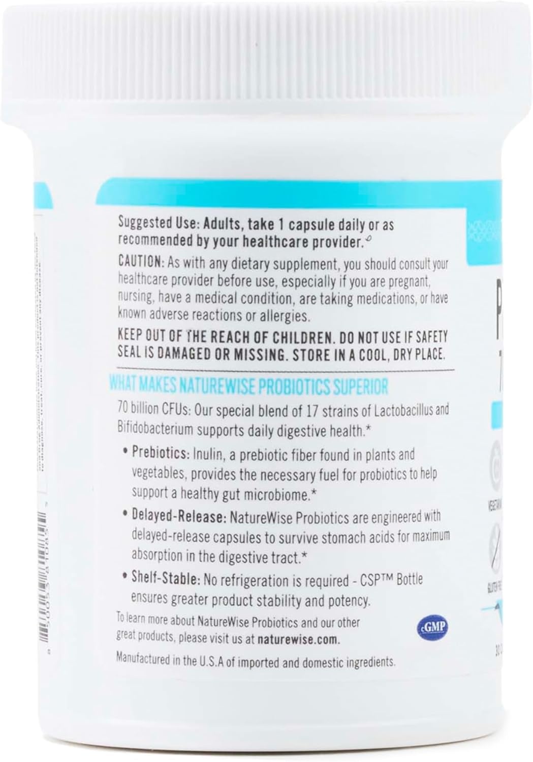 image:imageNatureWise Probiotics 60 Billion CFU 17 Strains Organic Prebiotics Immune Digestive amp Gut Health Support for Women amp Men Vegetarian GlutenFree NonGMO 30 Capsules1Month Supply70 BILLION CFU