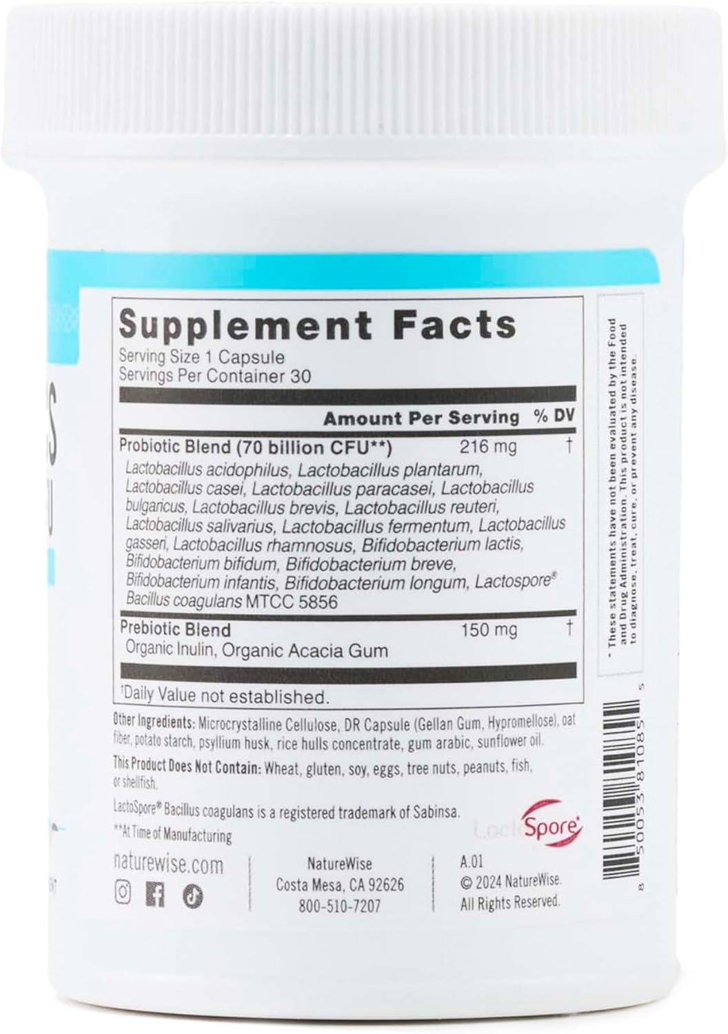 image:imageNatureWise Probiotics 60 Billion CFU 17 Strains Organic Prebiotics Immune Digestive amp Gut Health Support for Women amp Men Vegetarian GlutenFree NonGMO 30 Capsules1Month Supply70 BILLION CFU