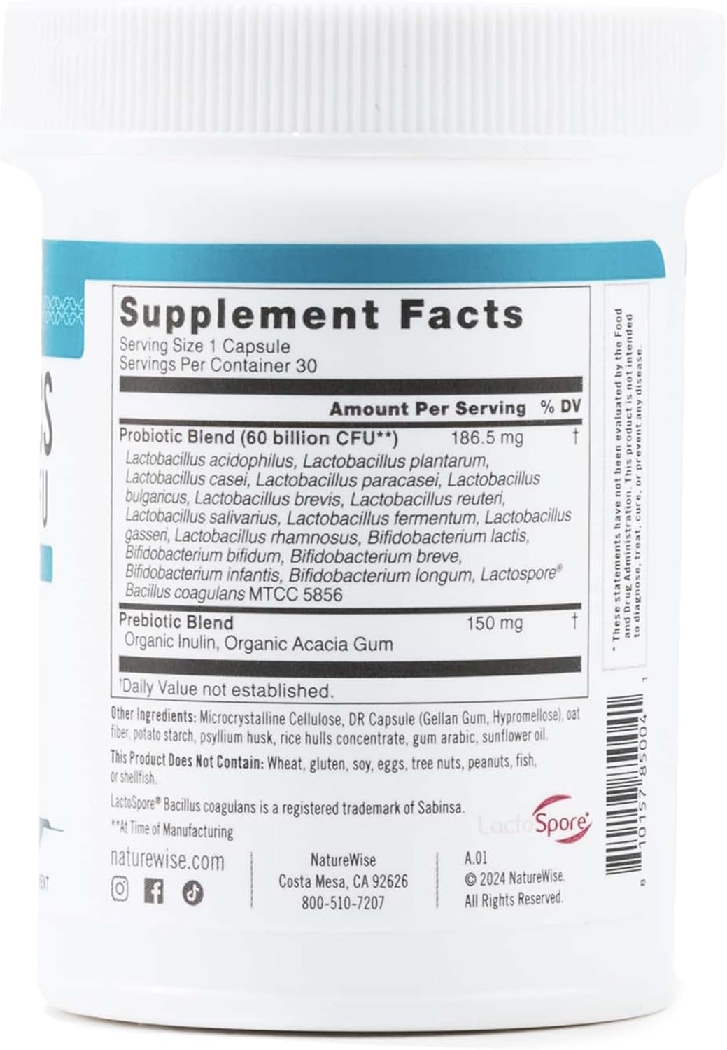 image:imageNatureWise Probiotics 60 Billion CFU 17 Strains Organic Prebiotics Immune Digestive amp Gut Health Support for Women amp Men Vegetarian GlutenFree NonGMO 30 Capsules1Month Supply60 BILLION CFU