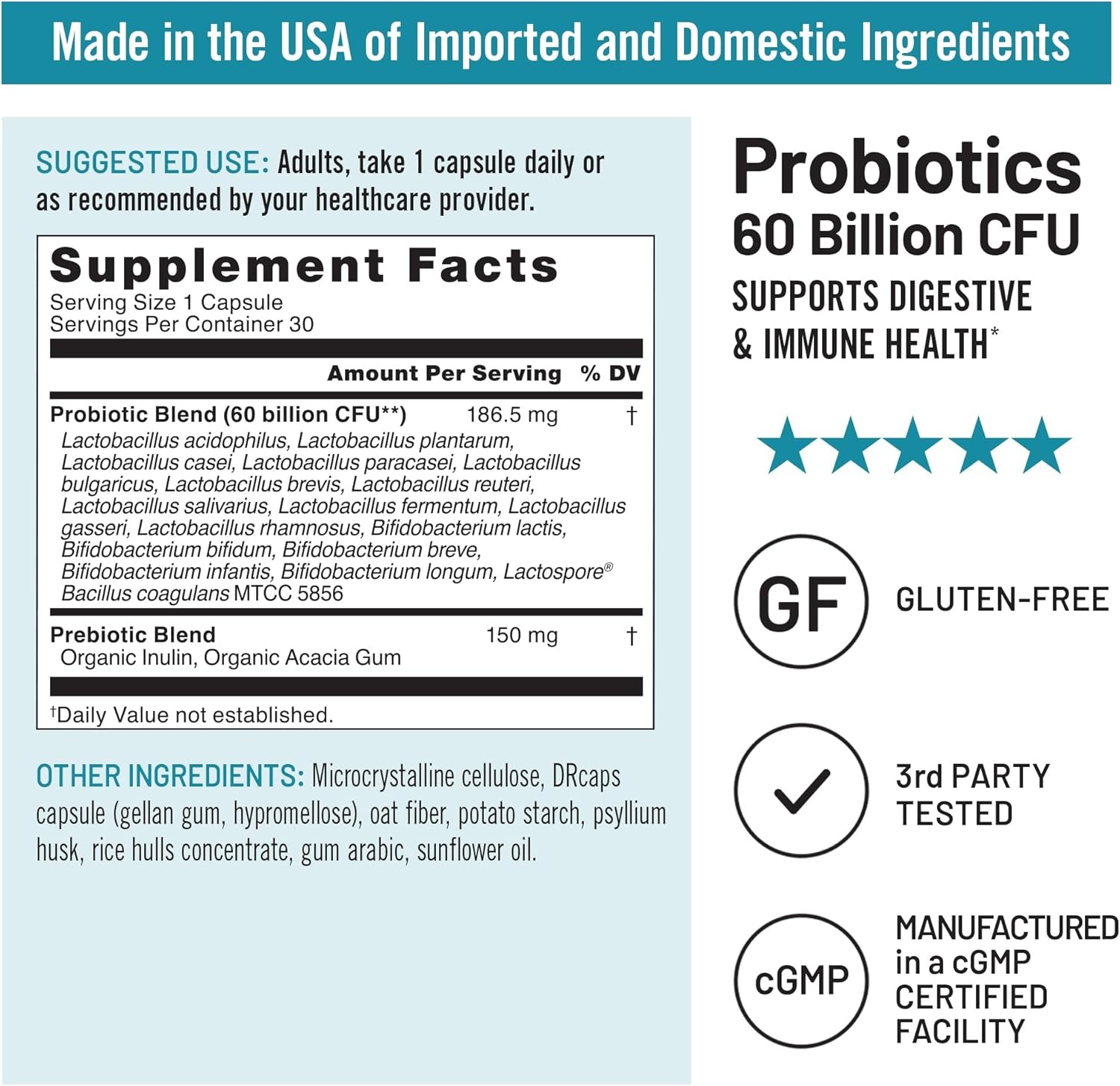 image:imageNatureWise Probiotics 60 Billion CFU 17 Strains Organic Prebiotics Immune Digestive amp Gut Health Support for Women amp Men Vegetarian GlutenFree NonGMO 30 Capsules1Month Supply60 BILLION CFU