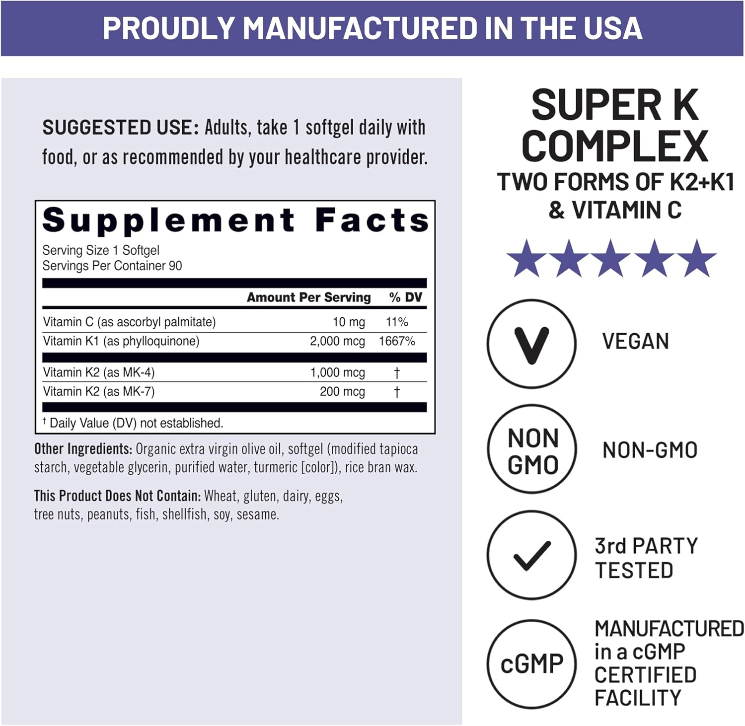 image:imageNatureWise Super K Complex Vitamin K2 K1 C Vegan K2 Vitamin Supplement for Heart Bone Health Support NonGMO Gluten Free USA Manufactured 90 Softgels90 Day Supply