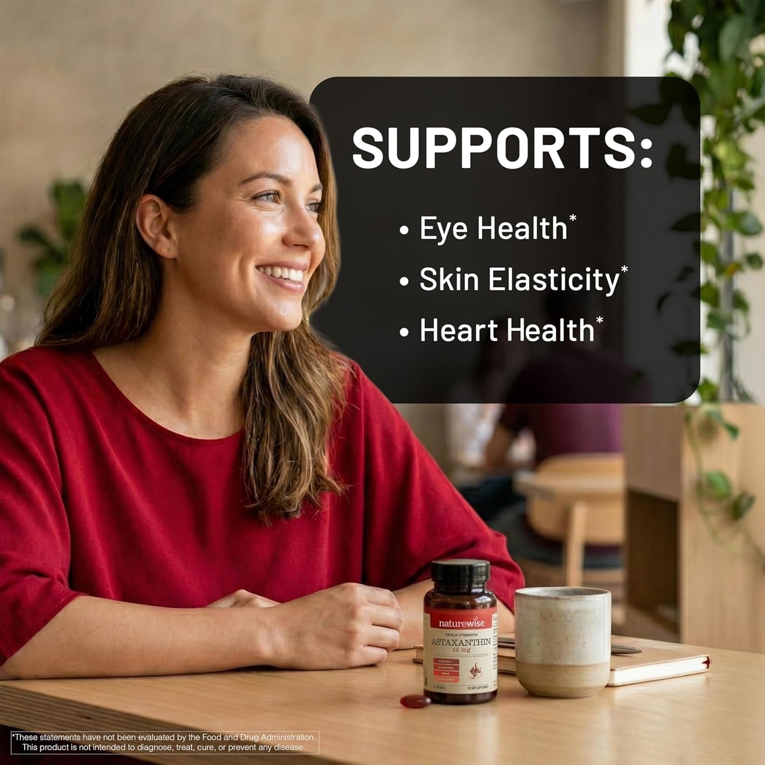 image:imageNatureWise Triple Strength Astaxanthin 12mg with AstaReal Vegan Antioxidant Supplement with Organic Coconut Oil NSF Certified Gluten Free 60 Softgels60 Day Supply
