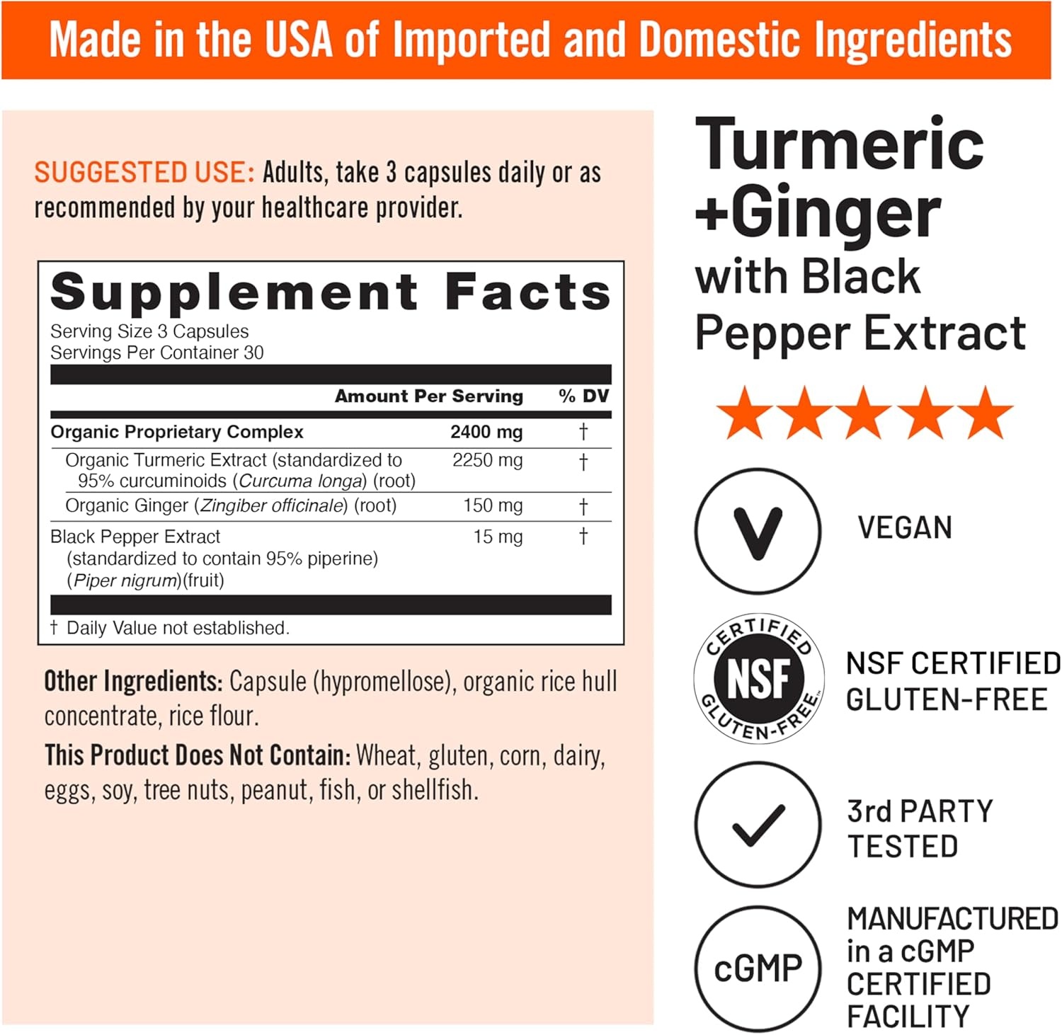 image:imageNatureWise Turmeric Curcumin Ginger 2400 mg Ultra High Curcuminoids 2100 mg Turmeric Extract Ginger Extra Strength amp Absorption Vegan NonGMO 90 Count30Day Supply