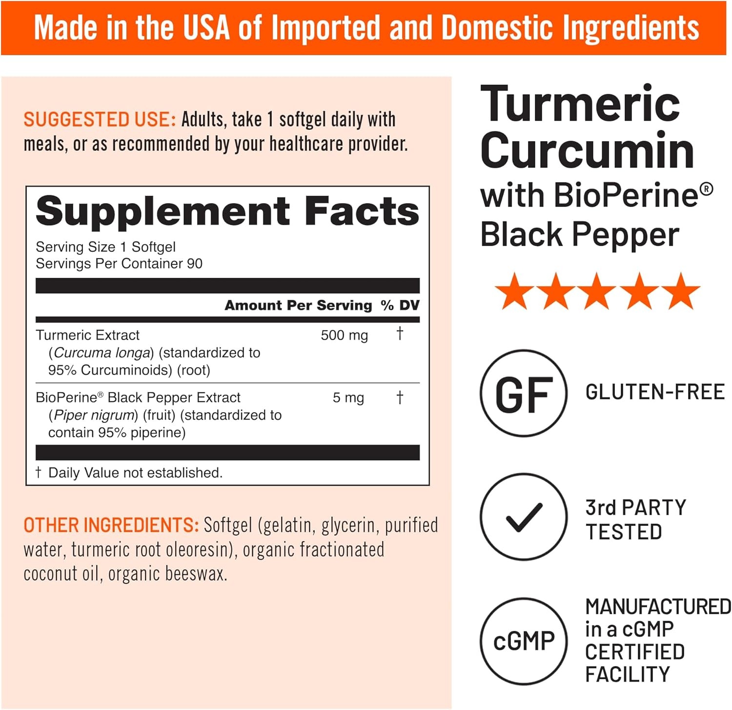 image:imageNatureWise Turmeric Curcumin 500mg with Black Pepper Softgels Extra Strength Enhanced Absorption 95 Curcuminoids amp BioPerine for Immune Support GlutenFree NonGMO 30 Count1Month Supply90 Count Pack of 1